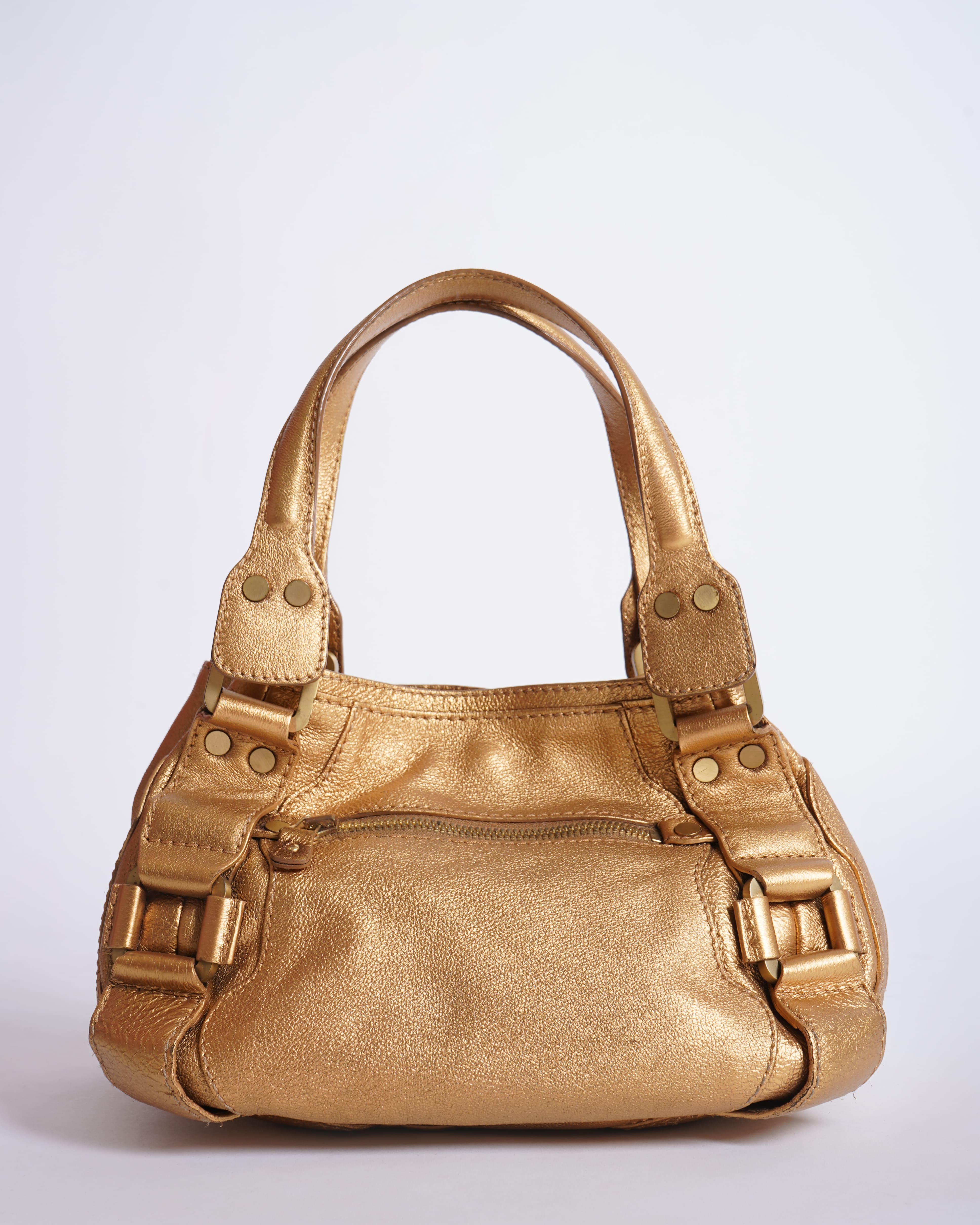 Jimmy Choo Gold Leather Mahala Bag