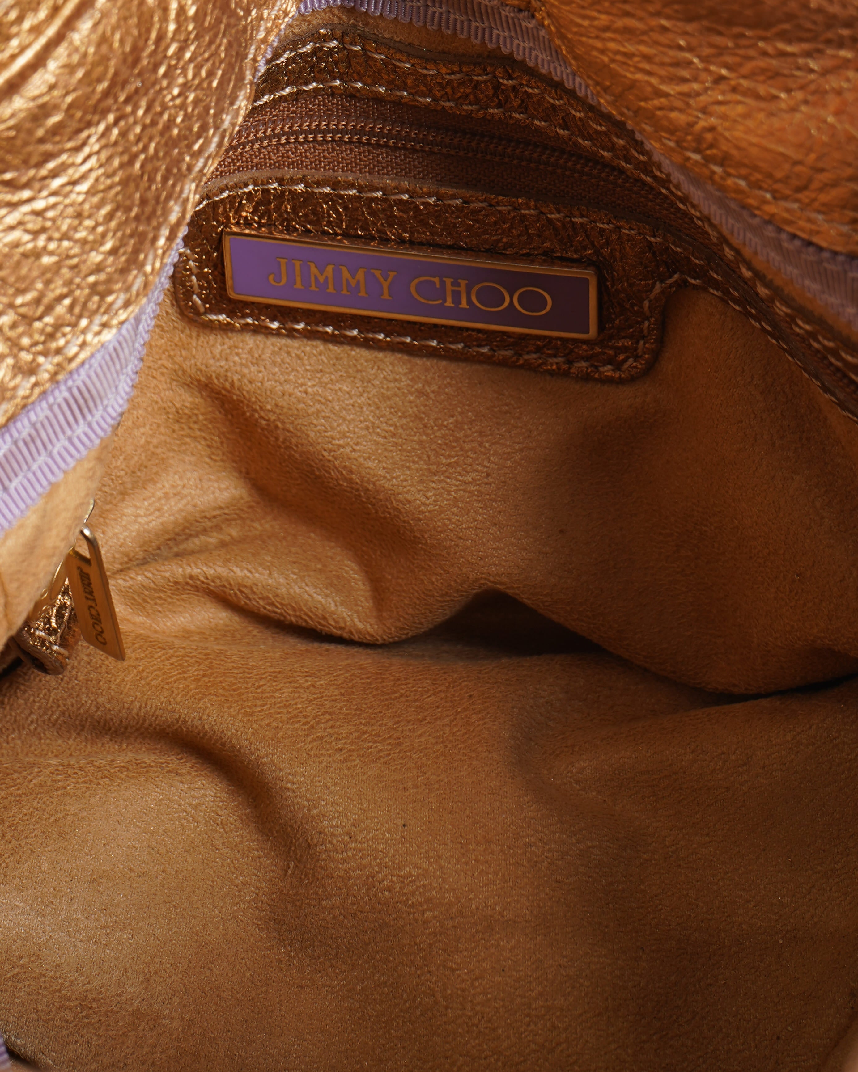 Jimmy Choo Gold Leather Mahala Bag