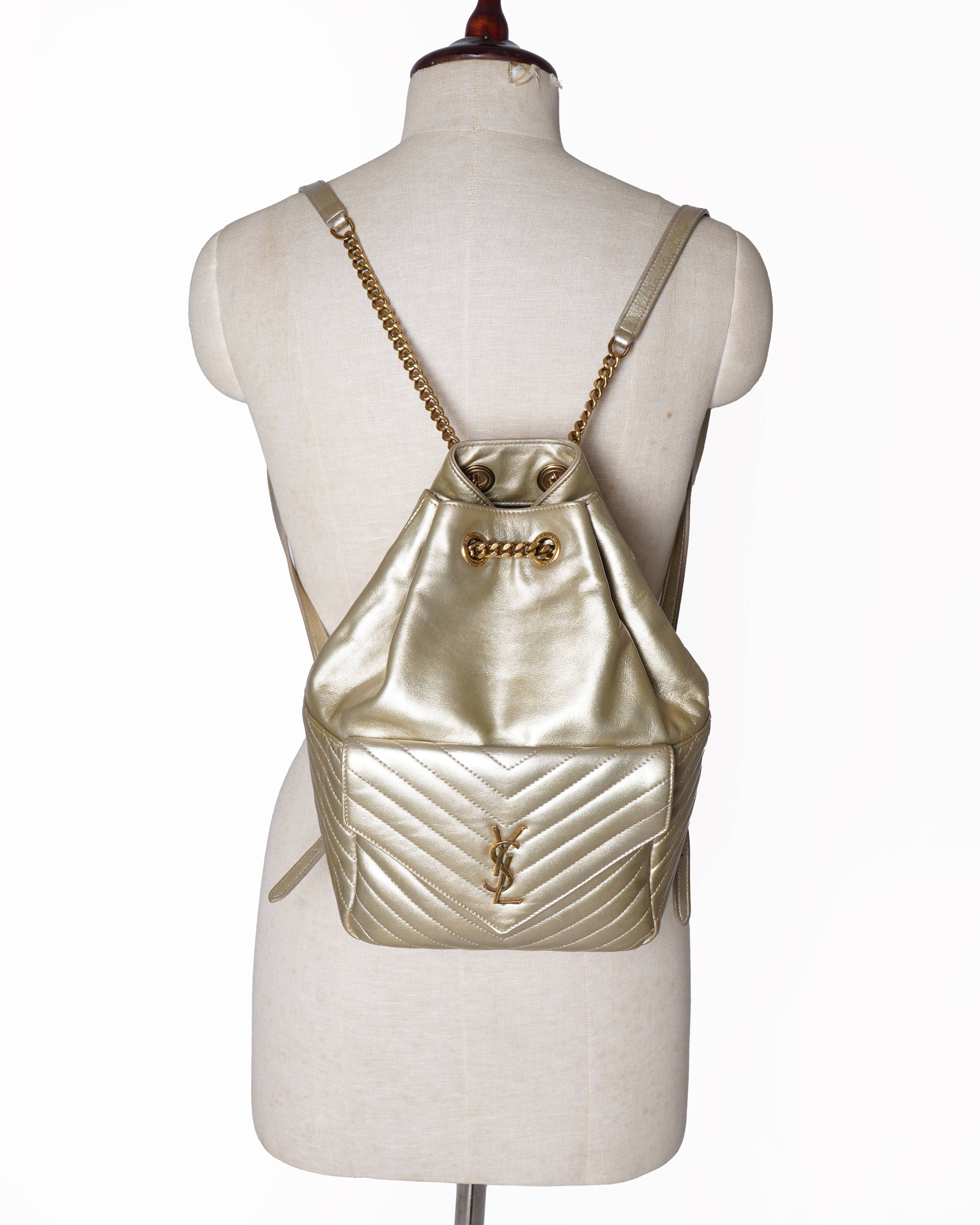 Saint Laurent joe backpack in metallic lambskin leather