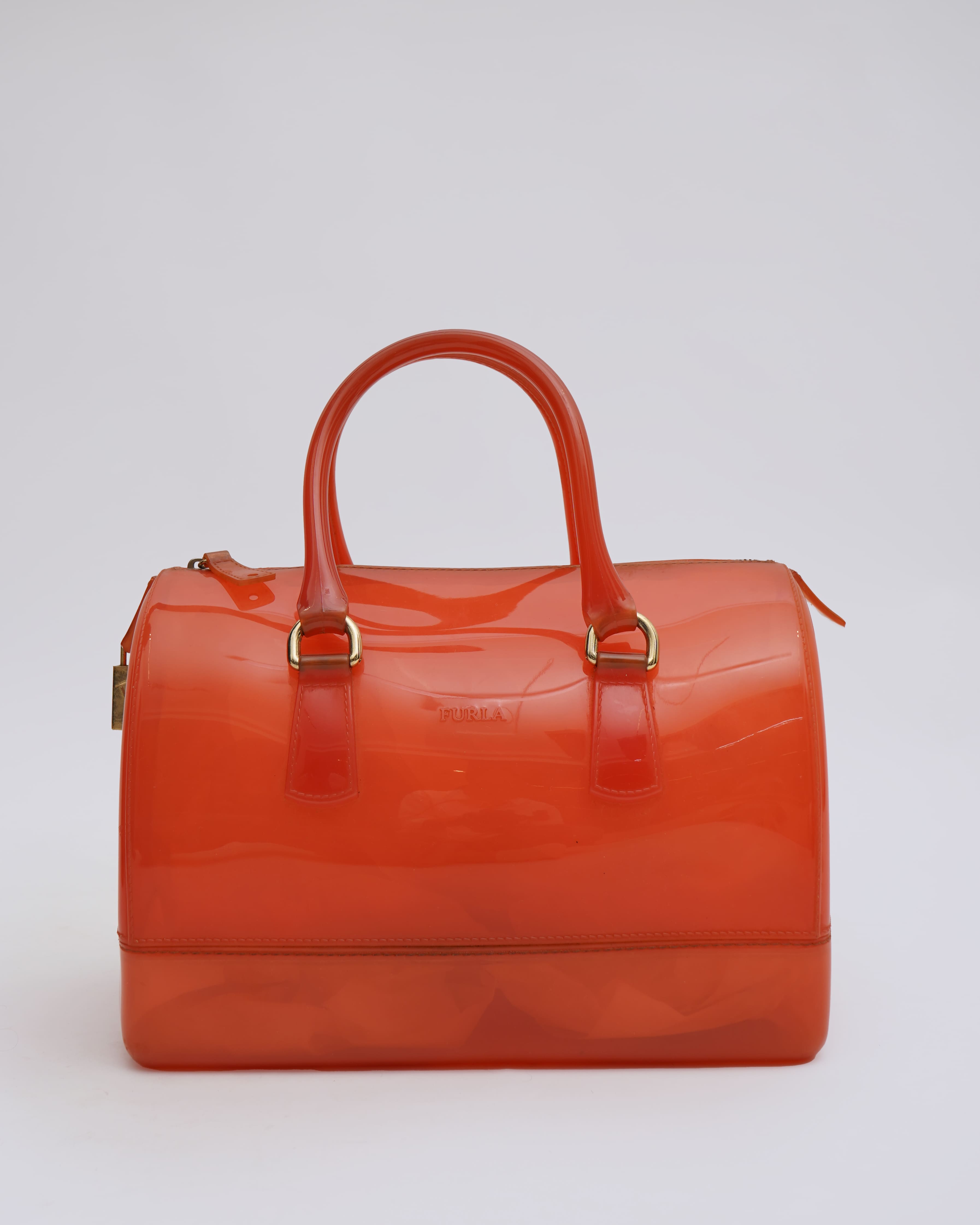 Furla Orange Rubber Medium Candy Satchel