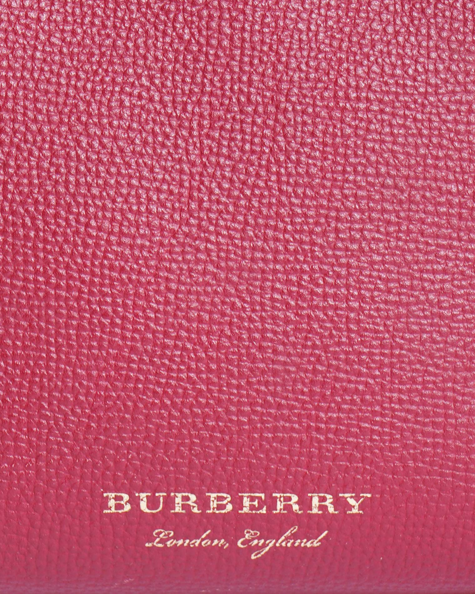 Burberry magenta leather house check canvas baby banner tote