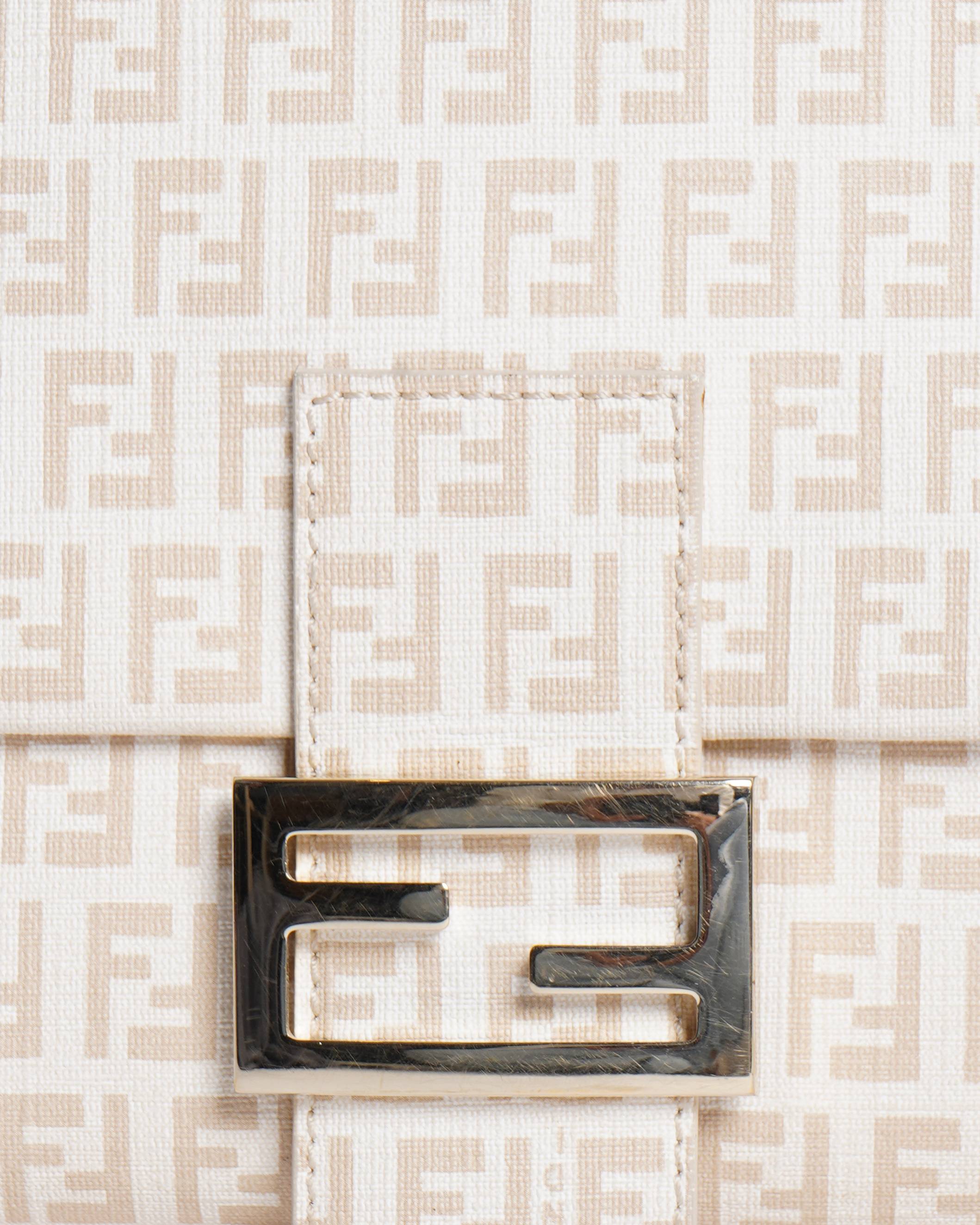 Fendi Cream/Light Gold Zucchino Canvas Mama Forever Shoulder HandBag