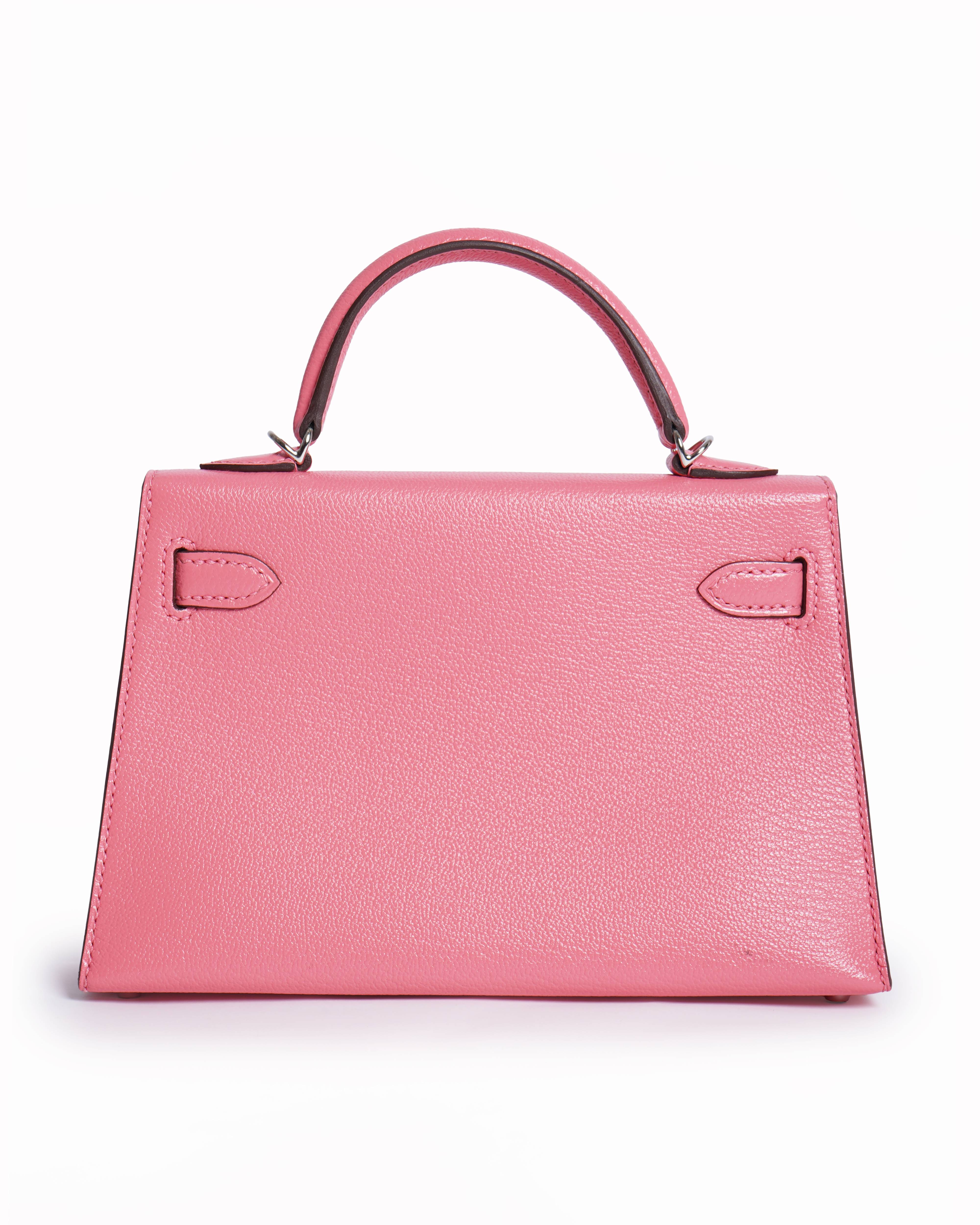 New Hermès Mini Kelly 20 Epsom Limited Edition Verso Rose Jaipur