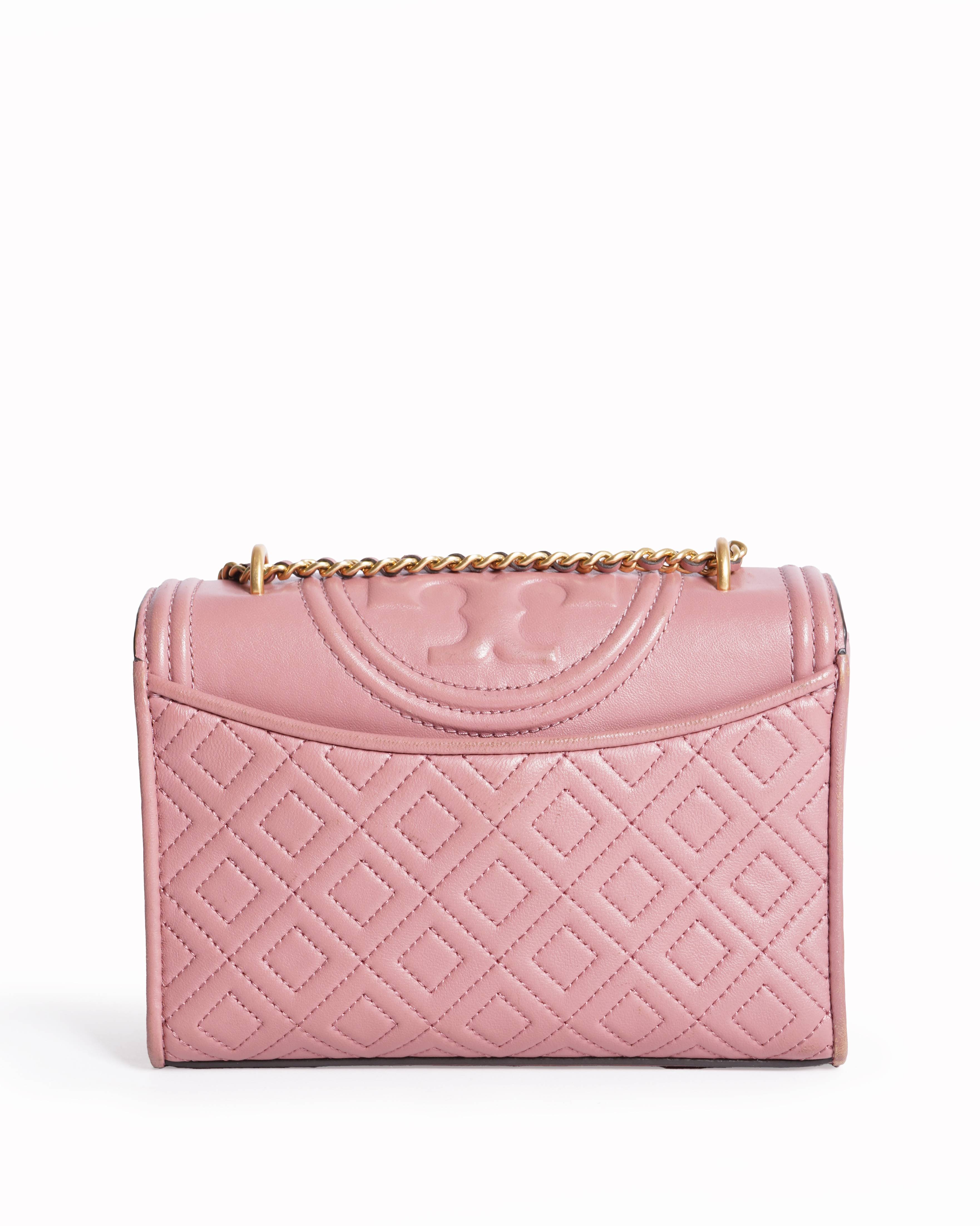 Tory Burch Pink Leather Small Fleming Shoulder Bag