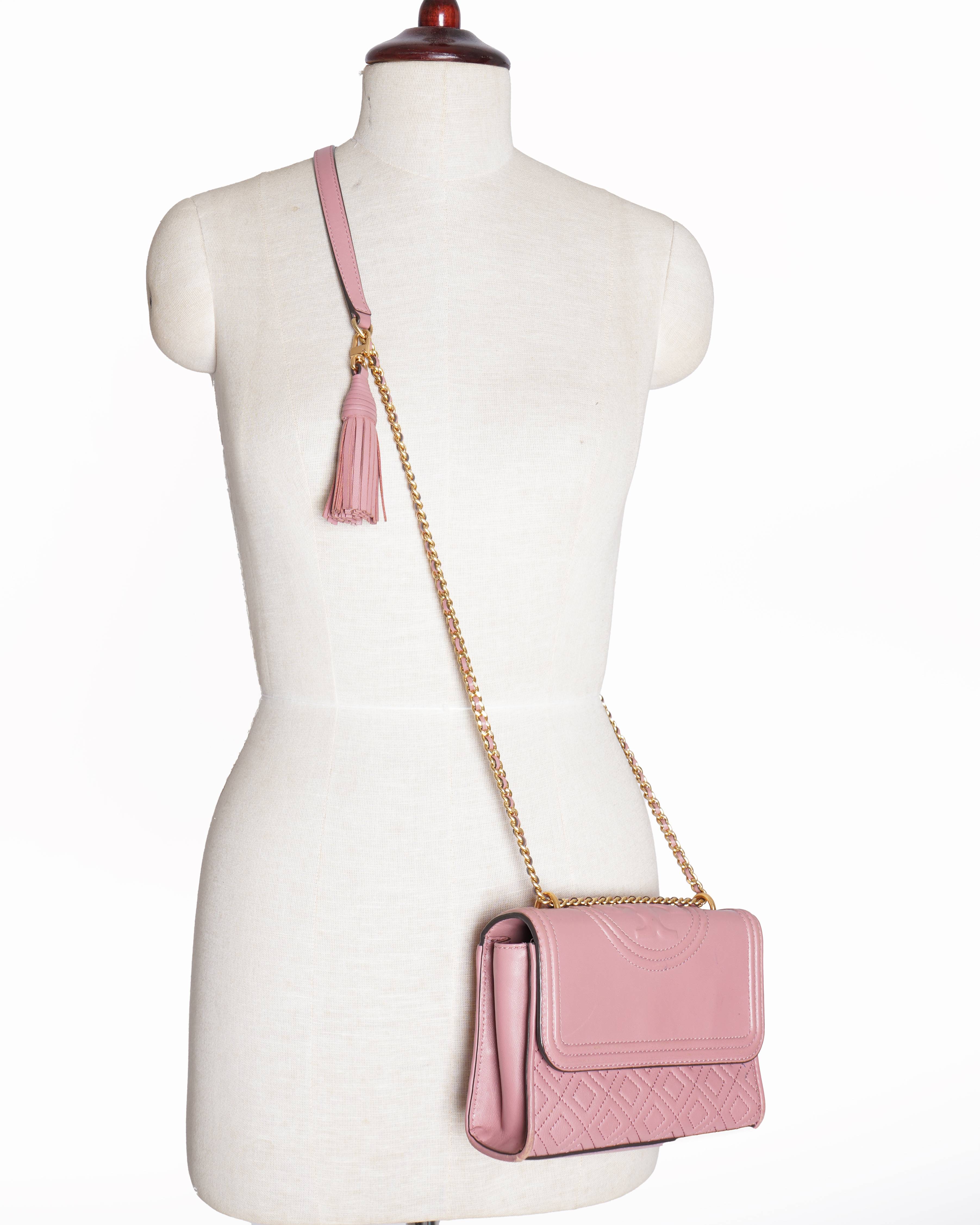 Tory Burch Pink Leather Small Fleming Shoulder Bag
