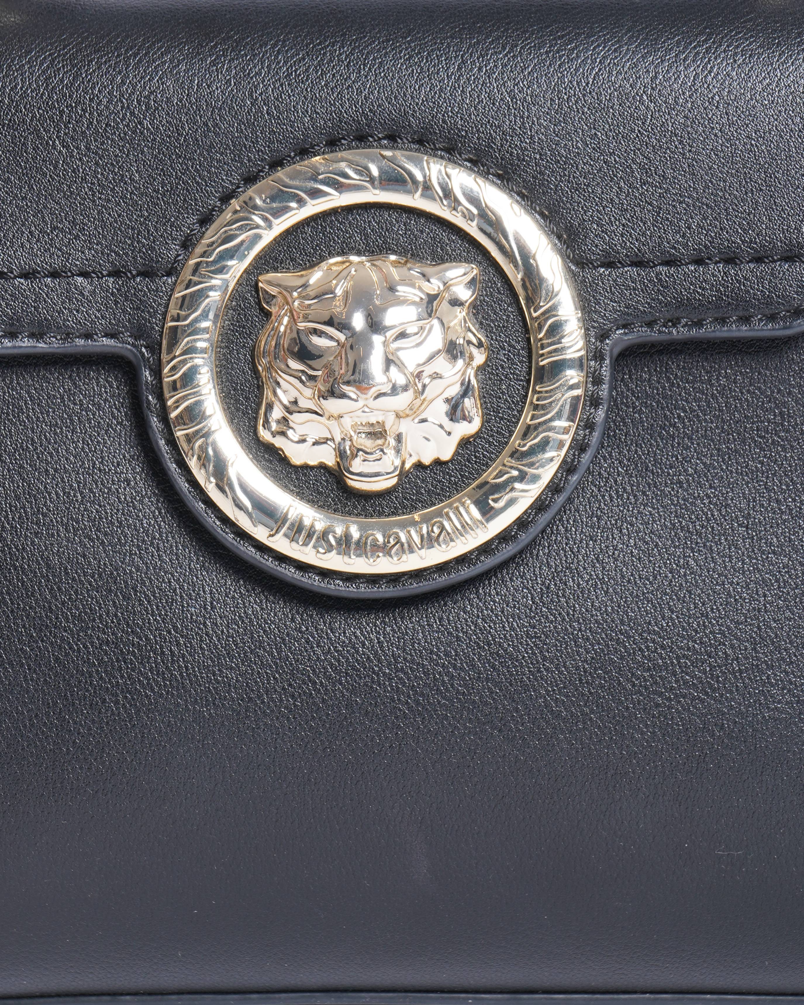 Just Cavalli Black Iconic Trend Textured Medium Satchel