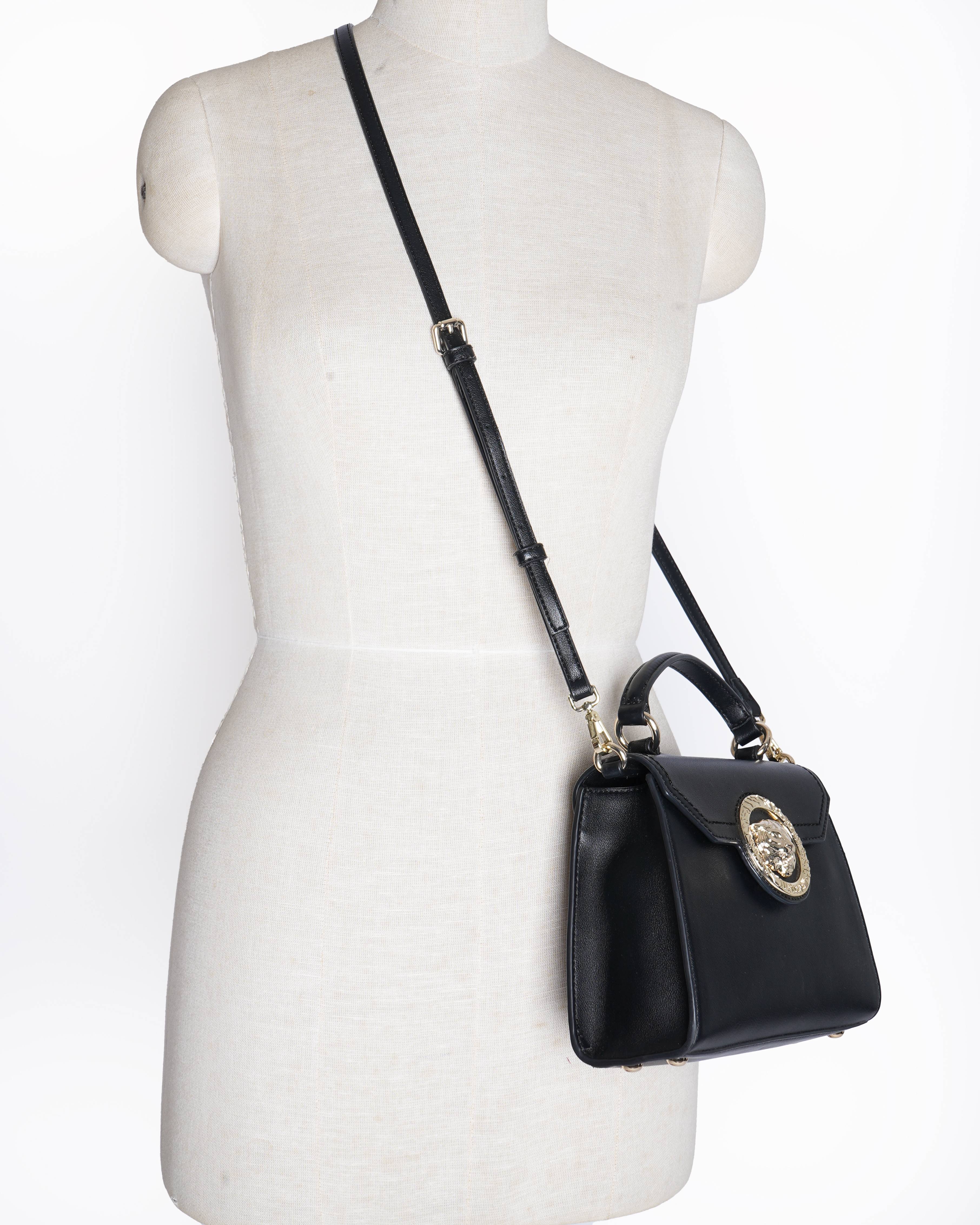 Just Cavalli Black Iconic Trend Textured Medium Satchel