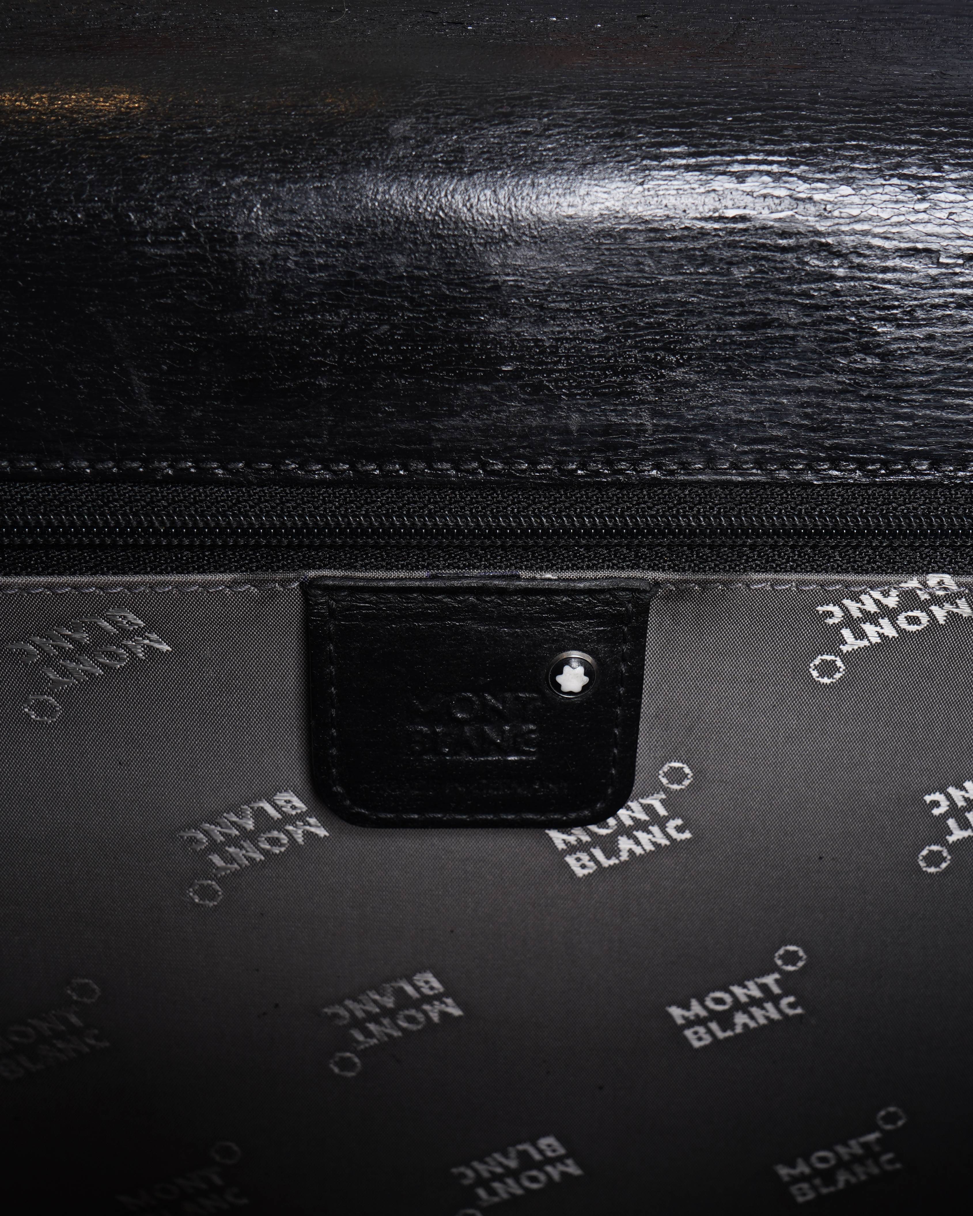 Mont Blanc black leather Westside Double Gusset Briefcase