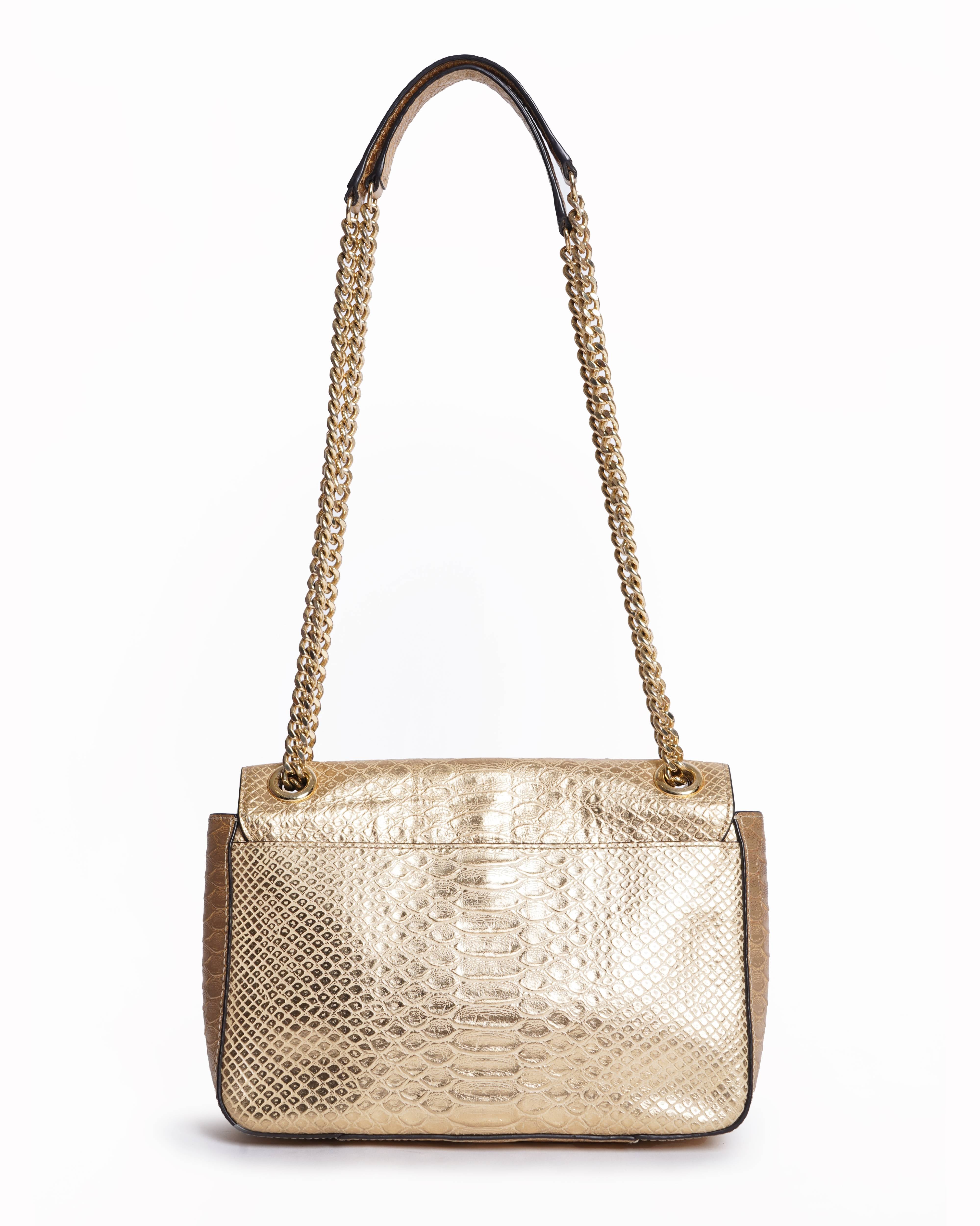 Michael Kors golden Pytthon Embossed shoulder bag