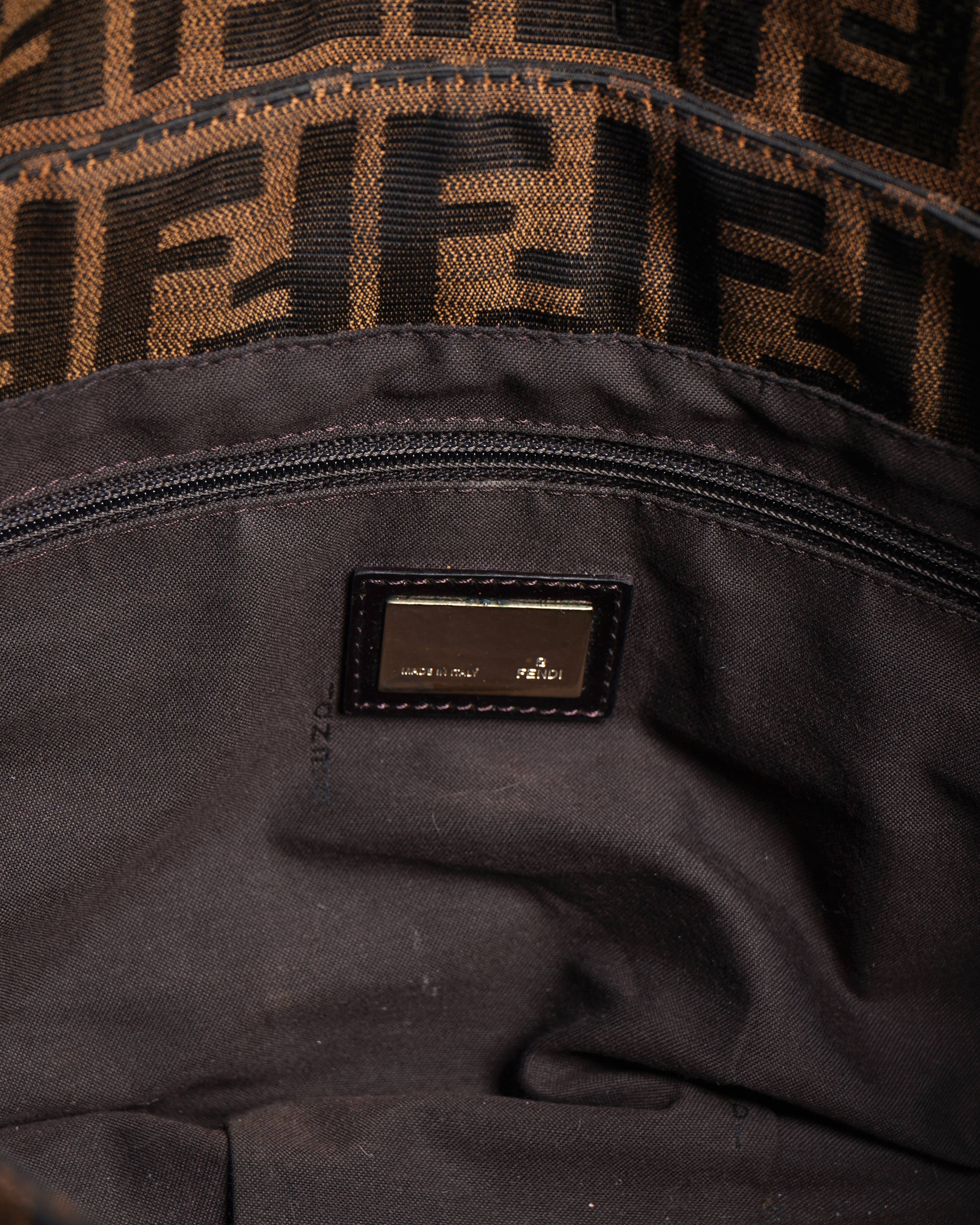 Fendi mia flap medium zucca canvas shoulder bag