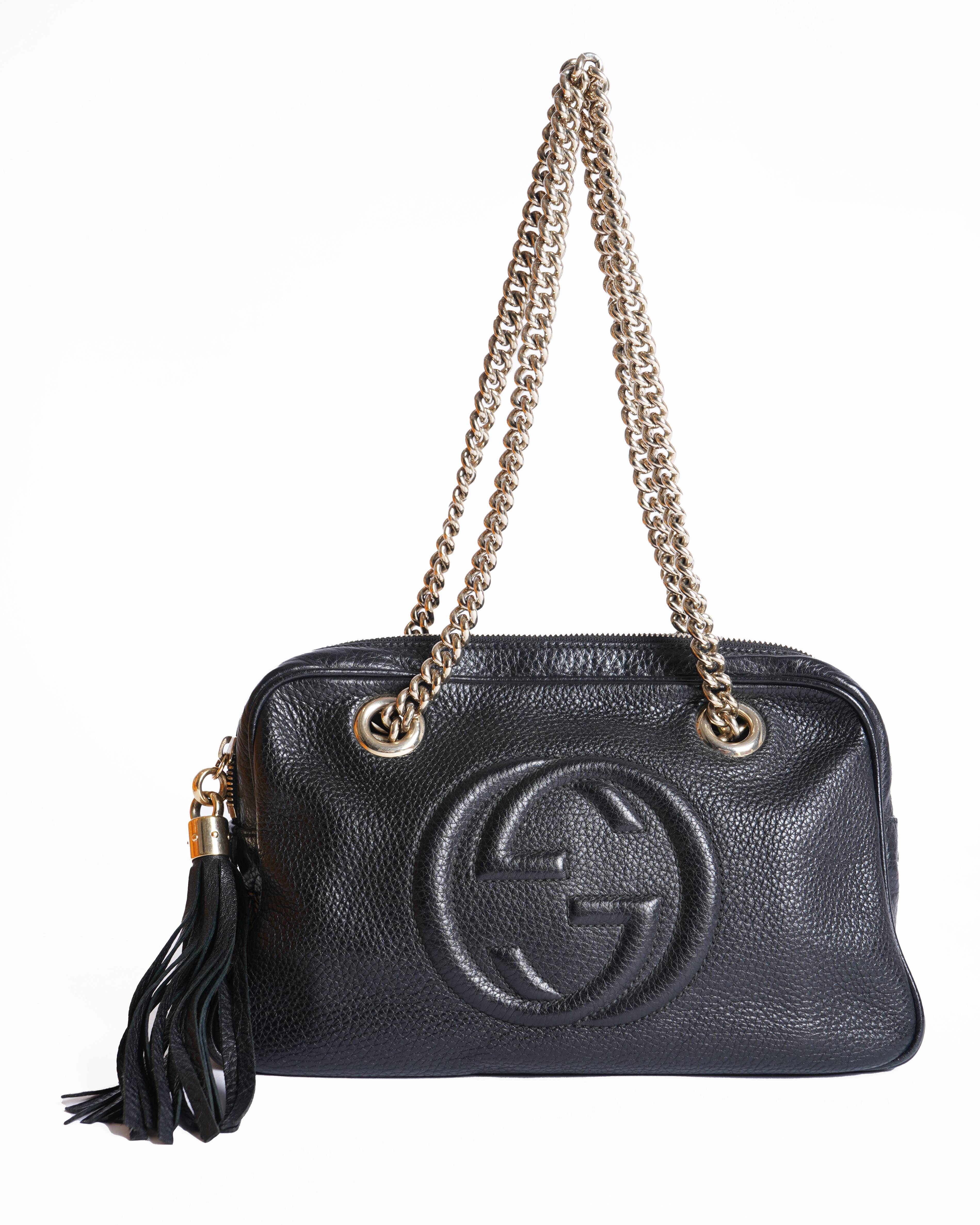 Gucci Black Leather Soho Chain Shoulder Bag