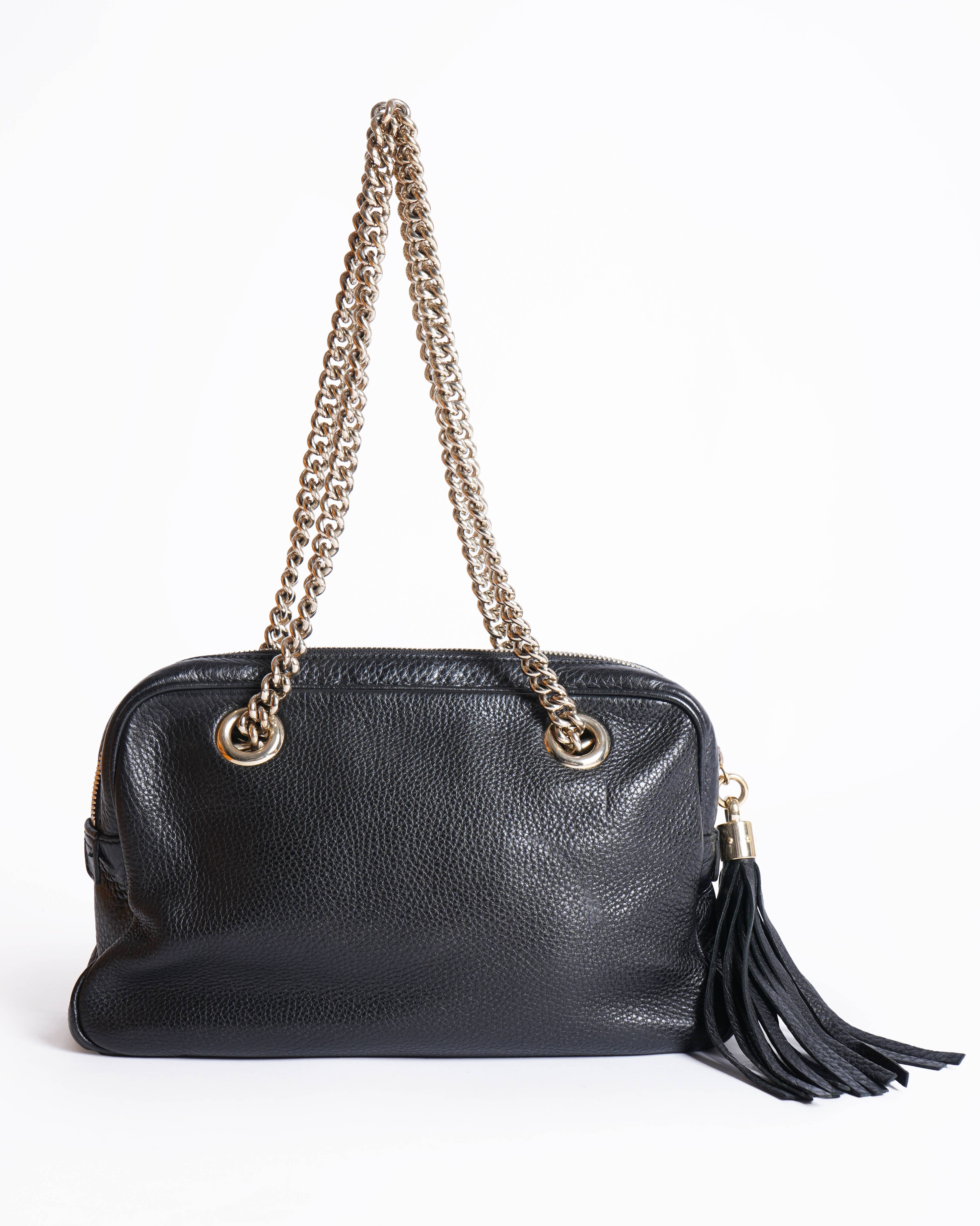 Gucci Black Leather Soho Chain Shoulder Bag