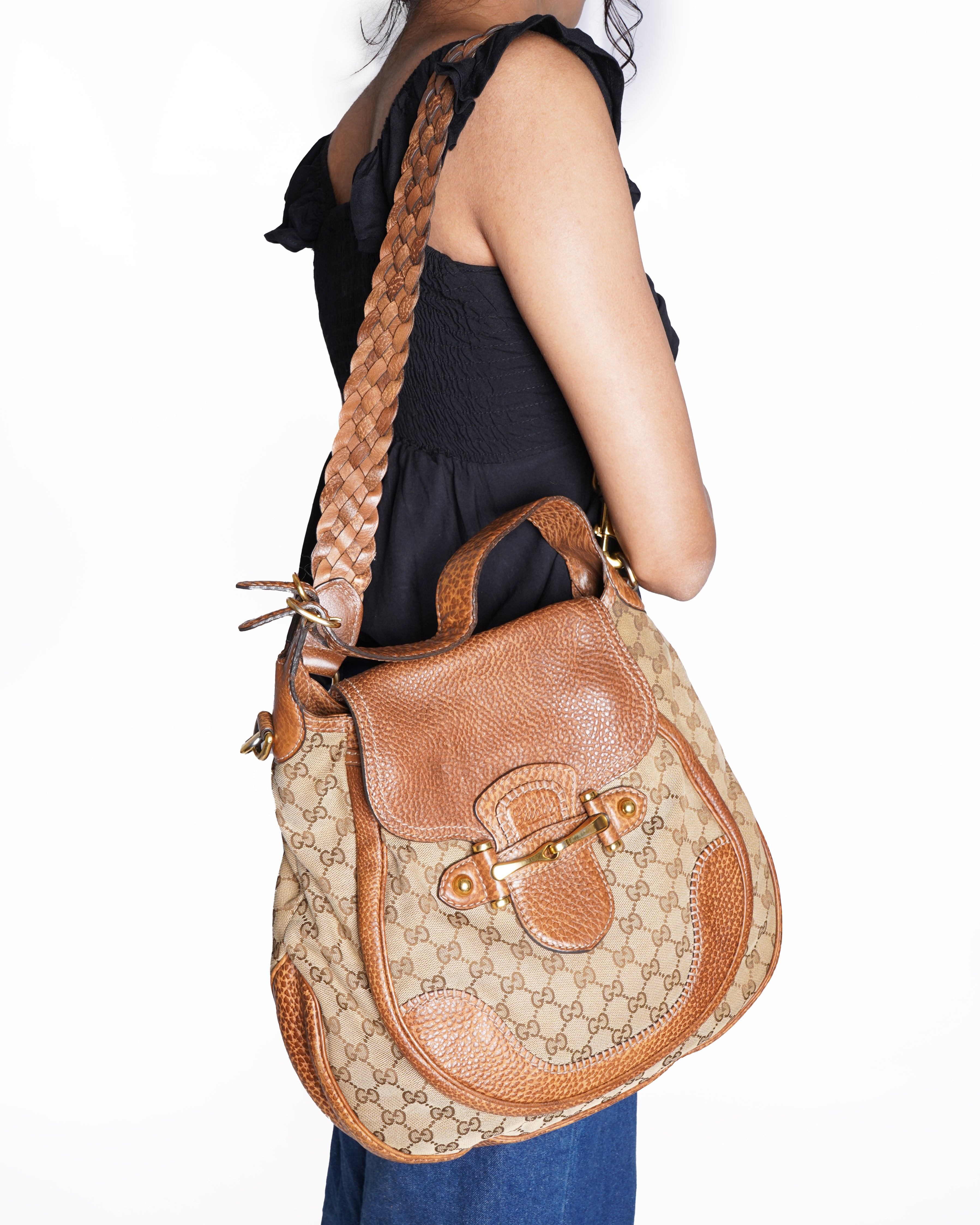 Gucci Canvas & Leather Pelham Hobo Bag
