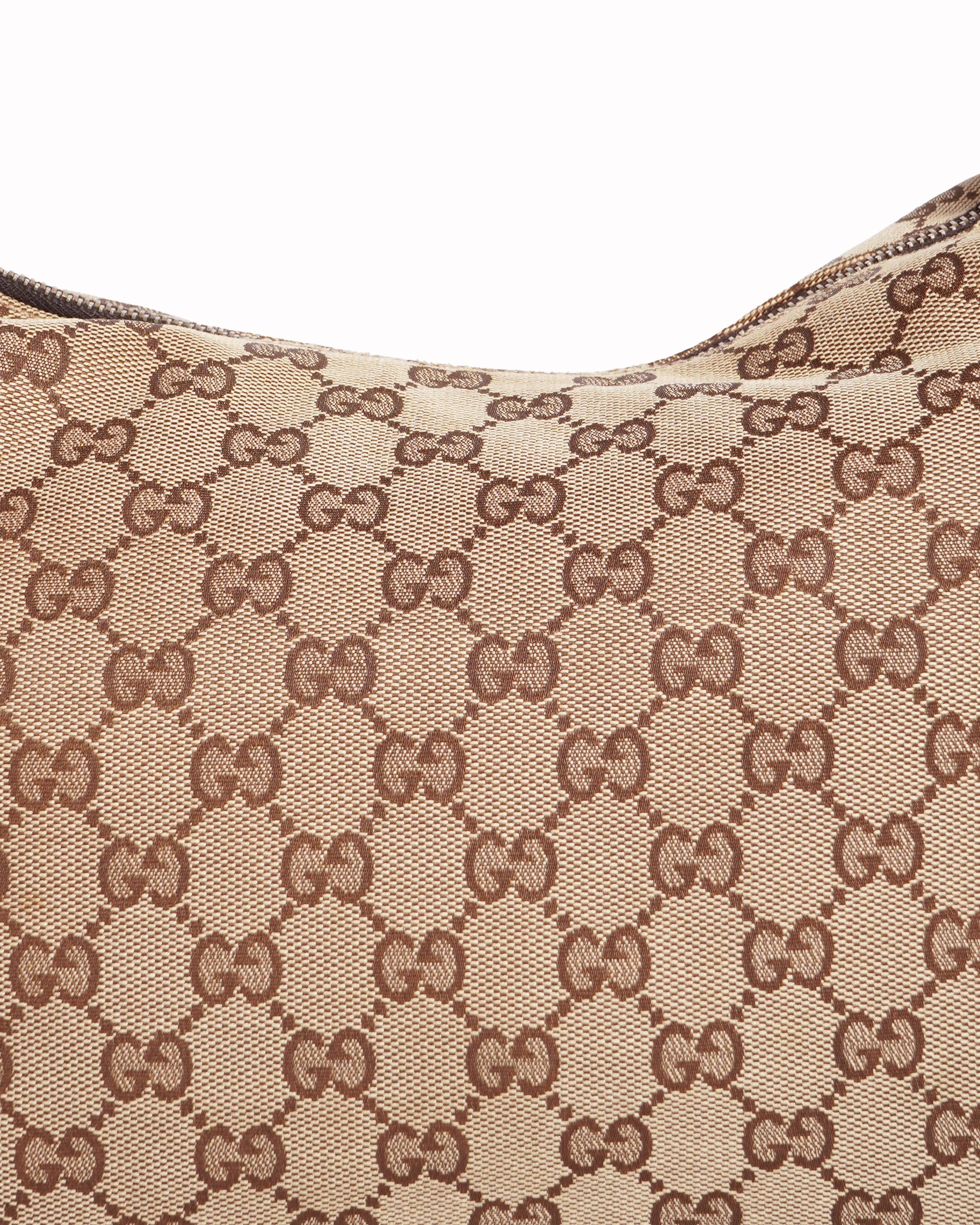 Gucci beige GG Monogram Canvas & Leather hobo bag