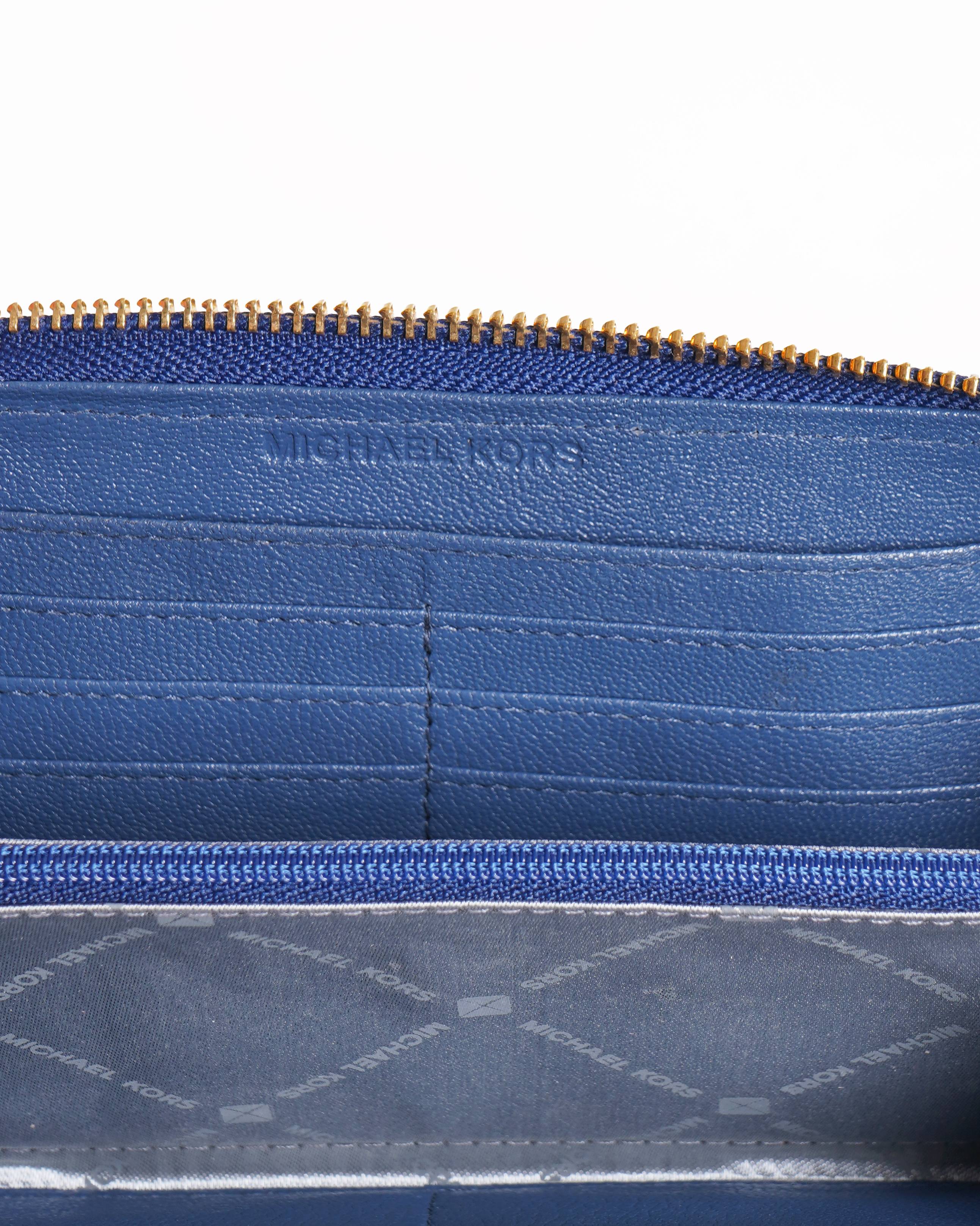 Michael kors blue signature monogram Wristlet wallet
