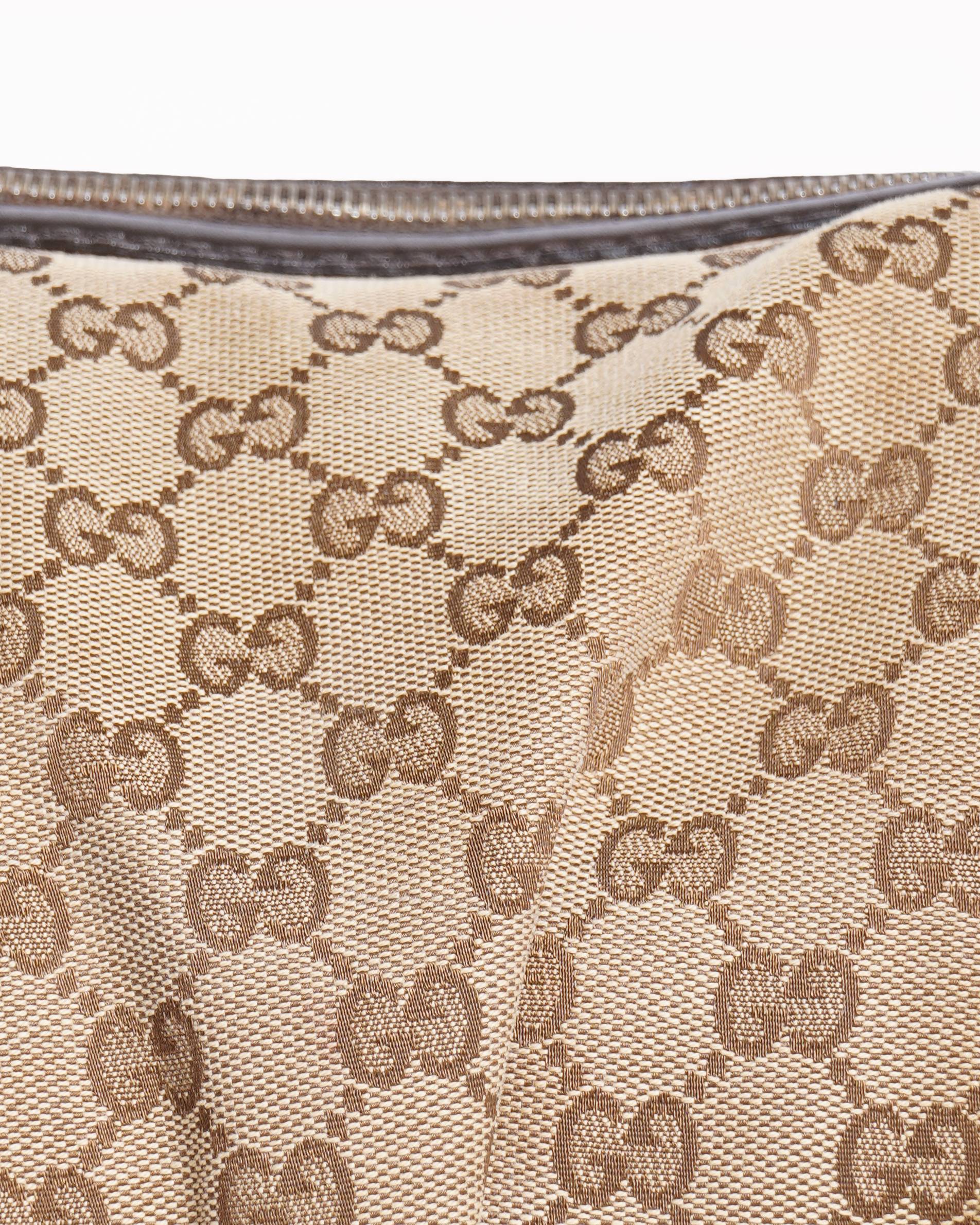 Gucci Beige GG Monogram Canvas & Leather Shoulder Bag