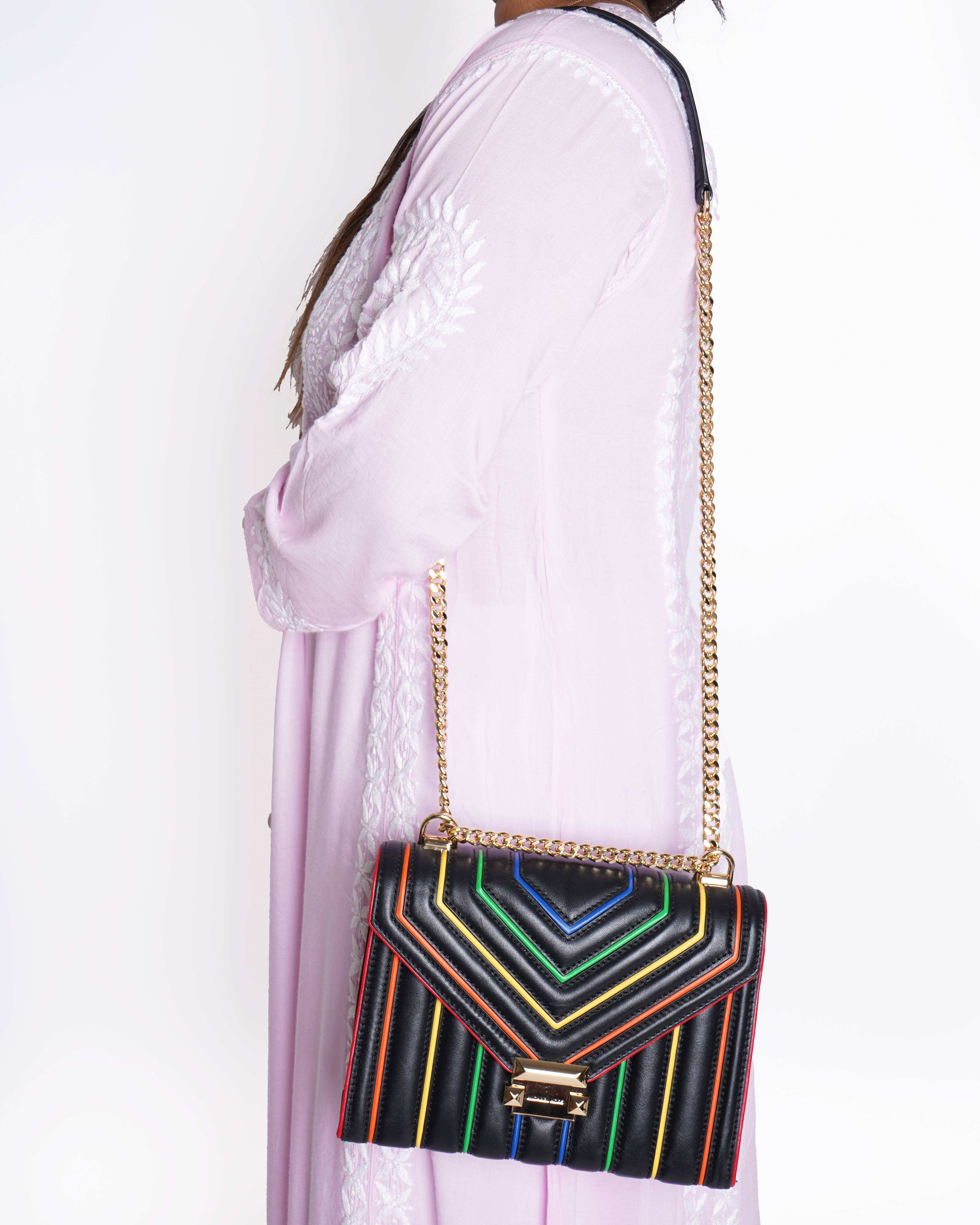 Michael kors whitney rainbow quilted shoulder bag
