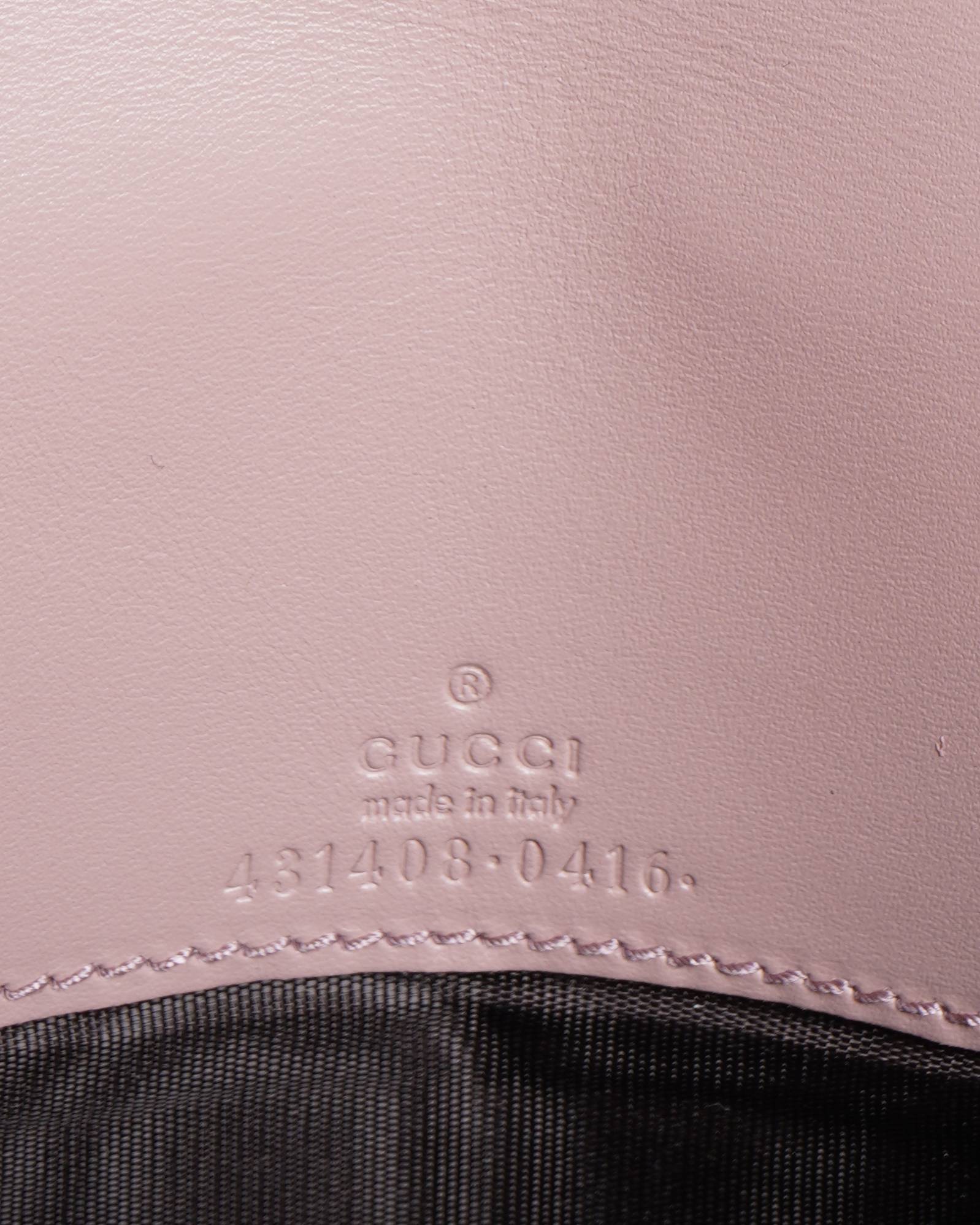 Gucci Pink Guccissima Leather Bow Flap Wallet on Chain