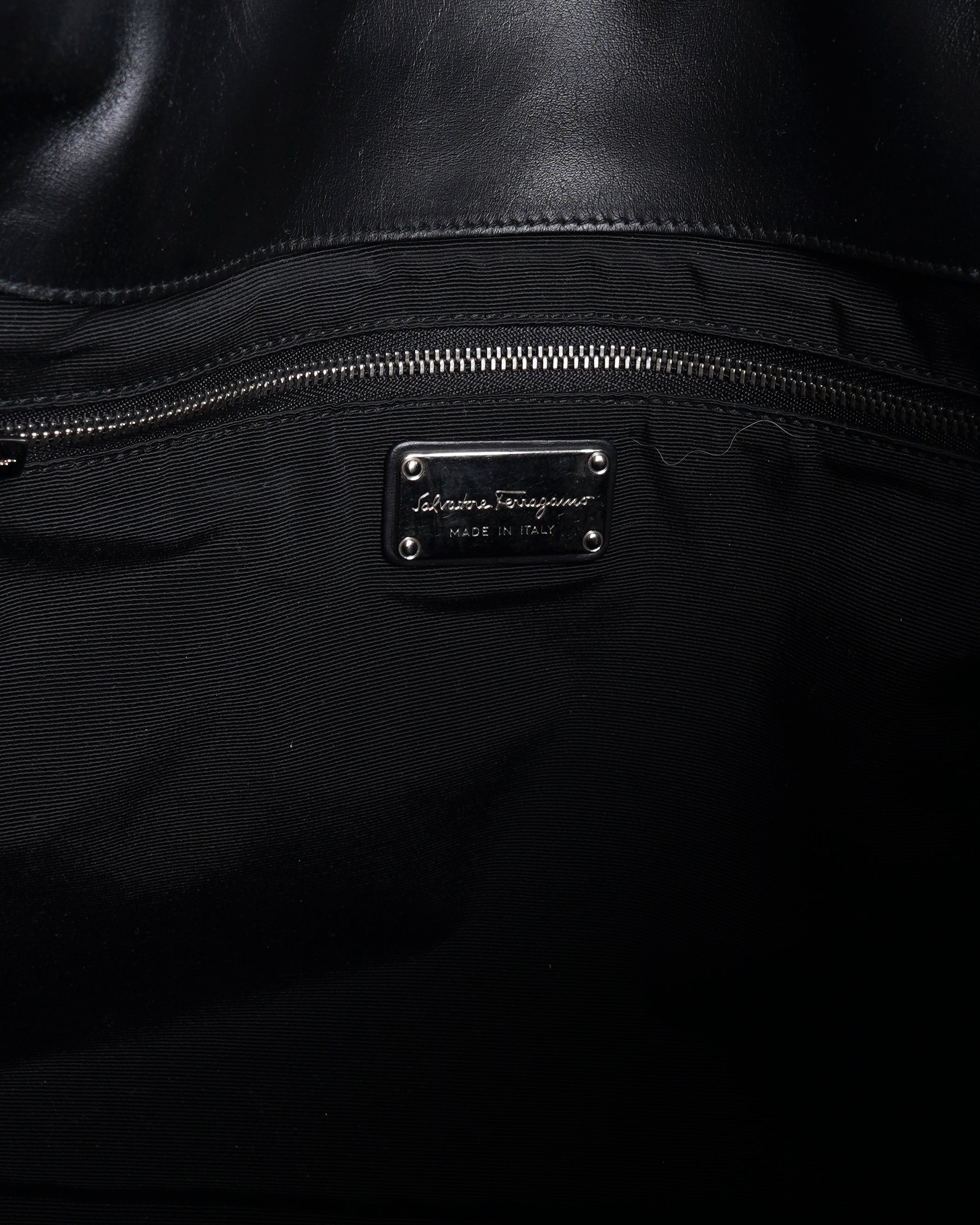Salvatore ferragamo black leather tote bag