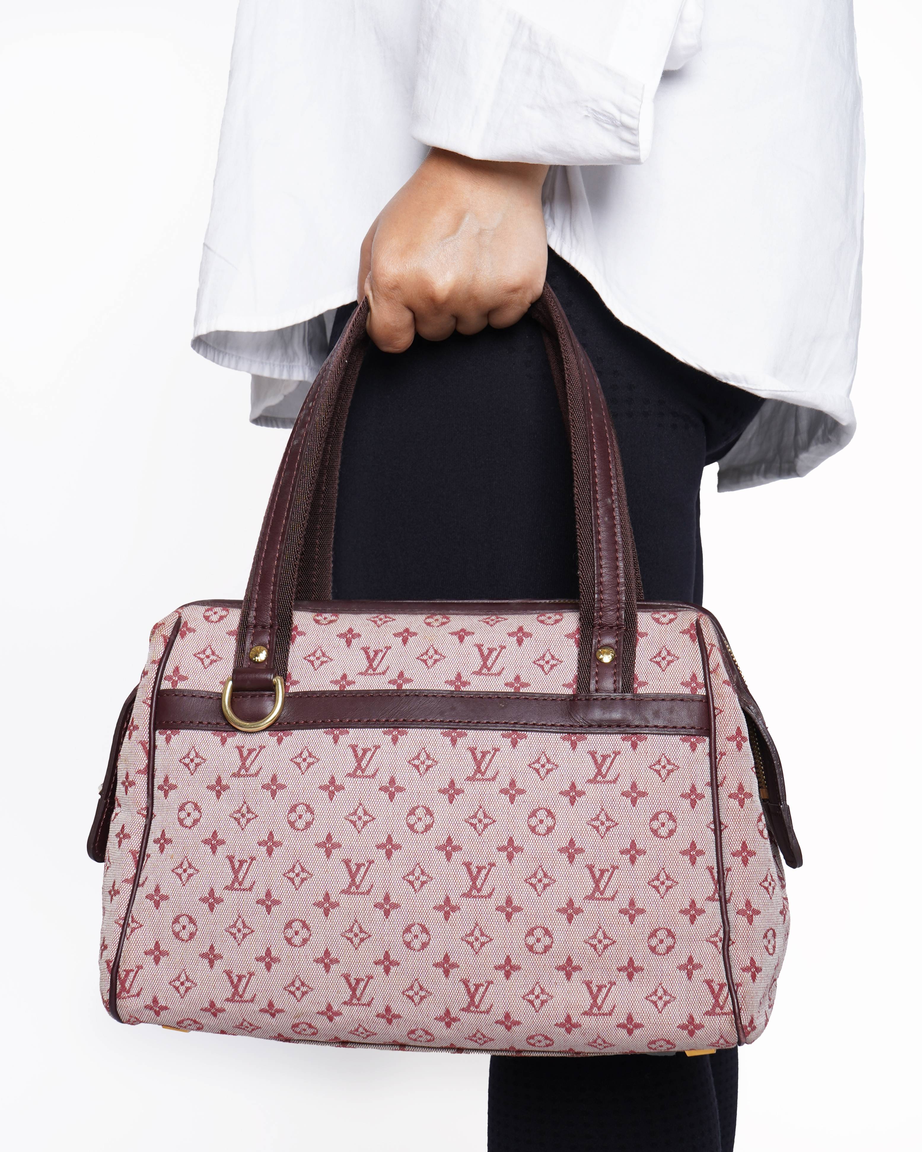 Louis vuitton josephine pm handbag in monogram mini lin canvas