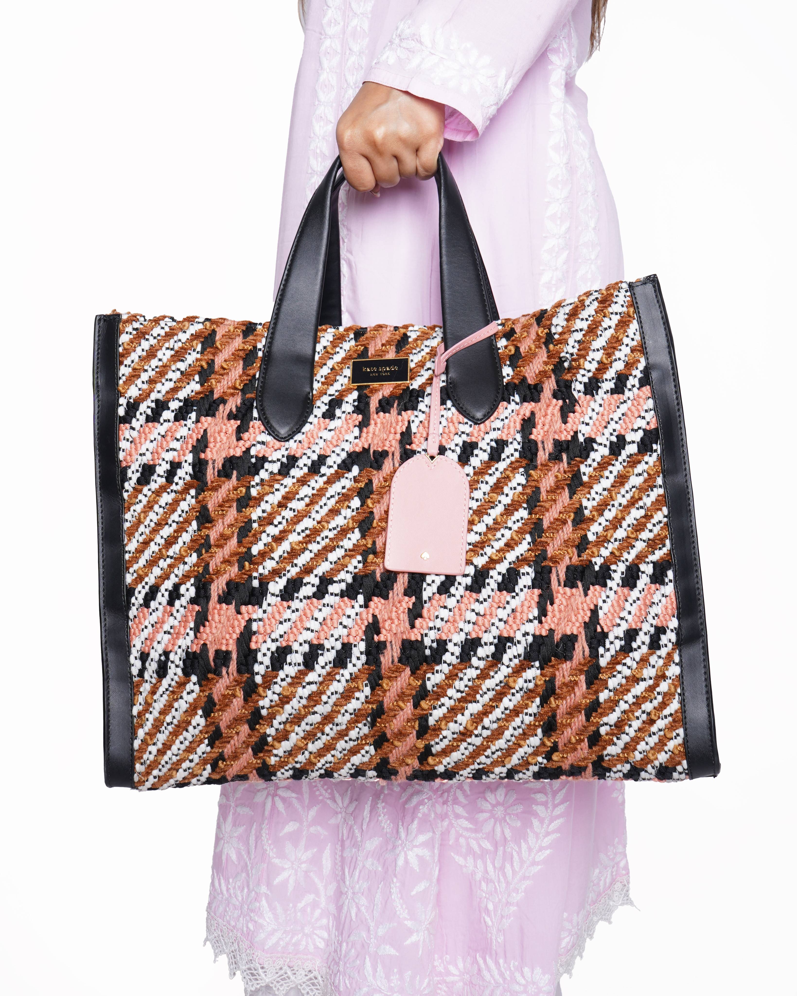 Kate Spade large manhattan plaid tote bag