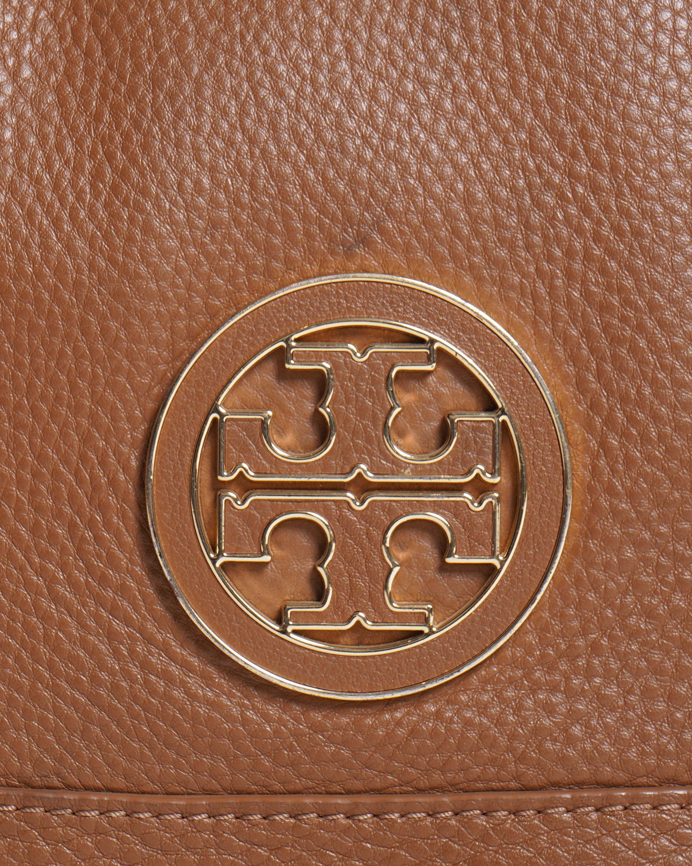 Tory Burch Tan Leather Amanda Logo Shoulder Bag