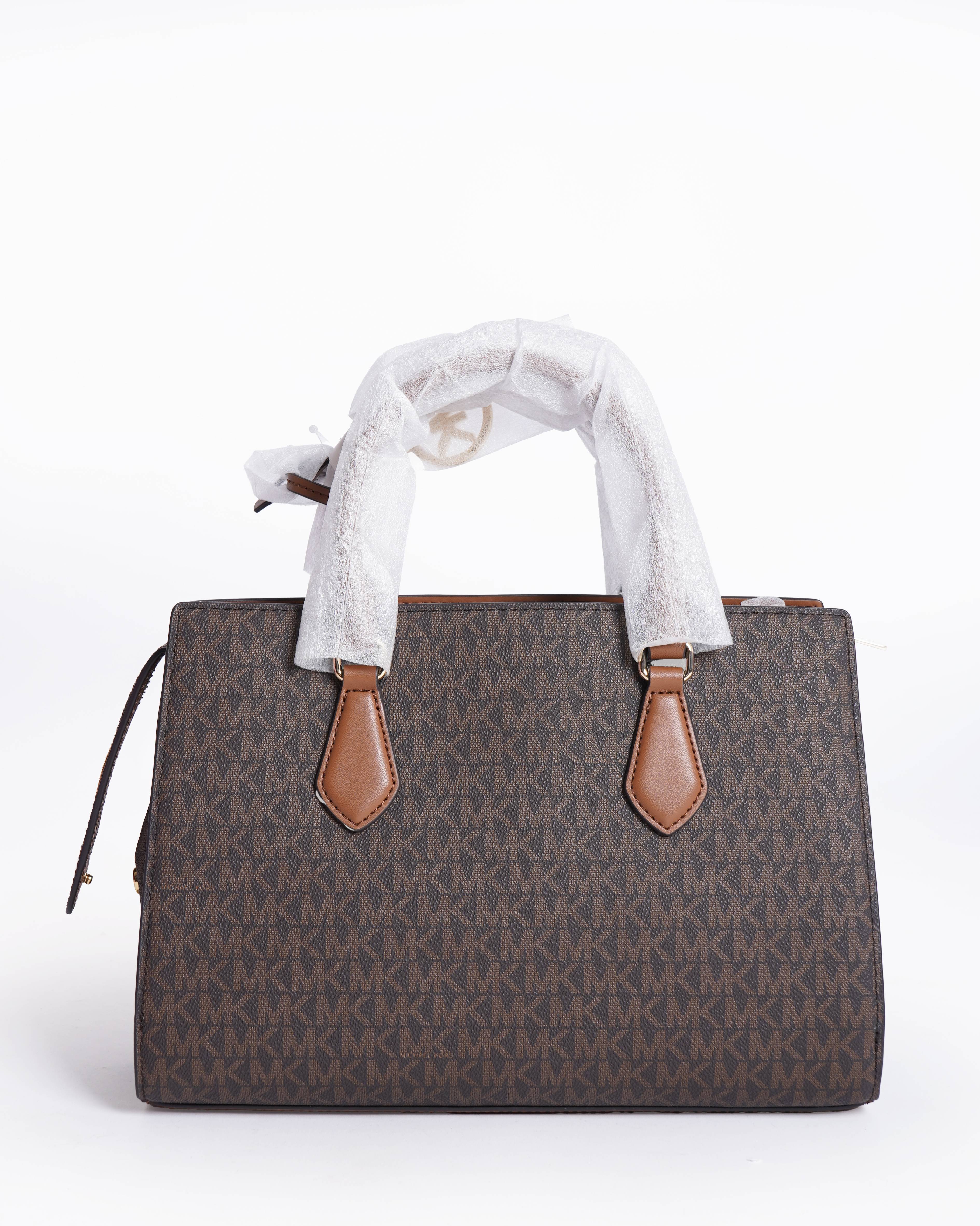 New Michael Kors Sheila Medium Signature Logo and Metallic Satchel