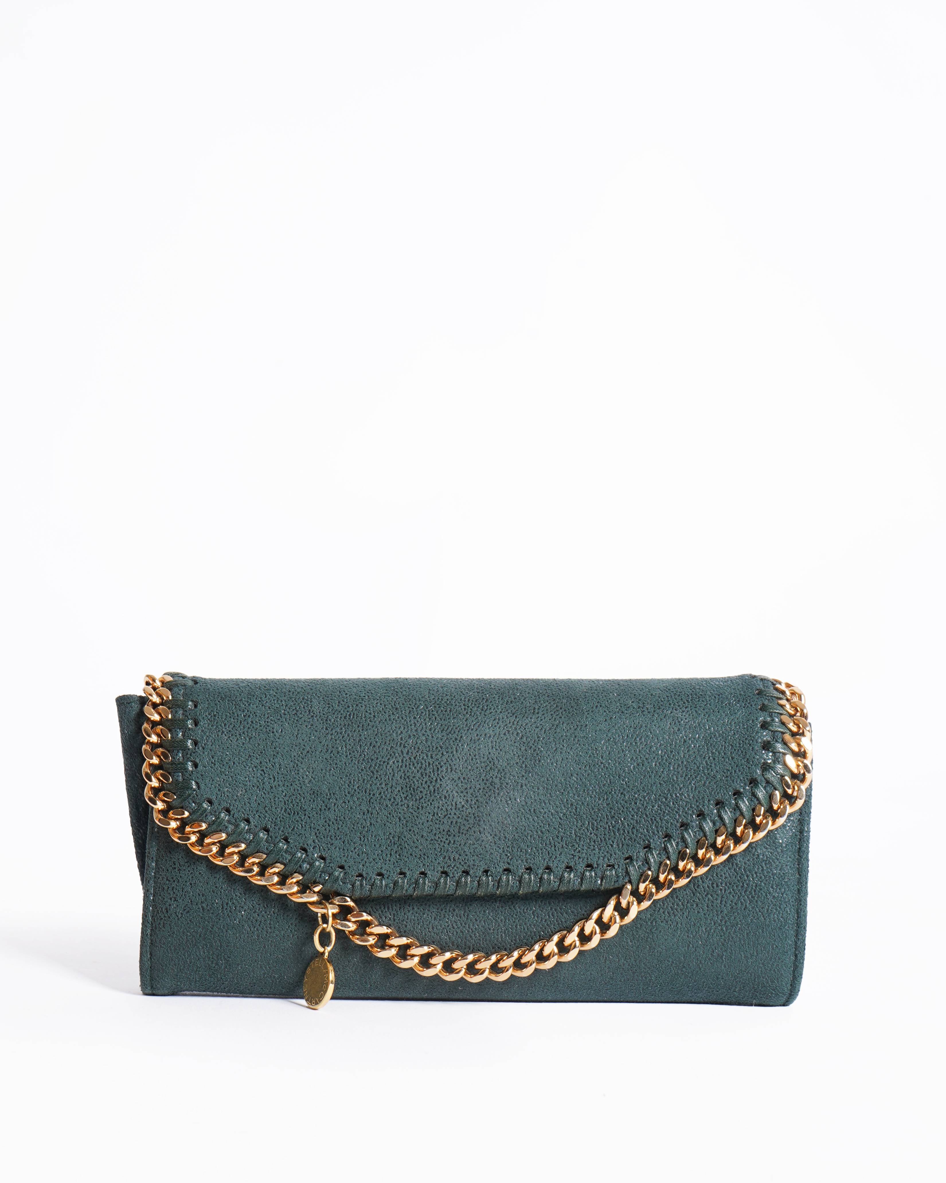 Stella Mccartney falabella continental wallet in green