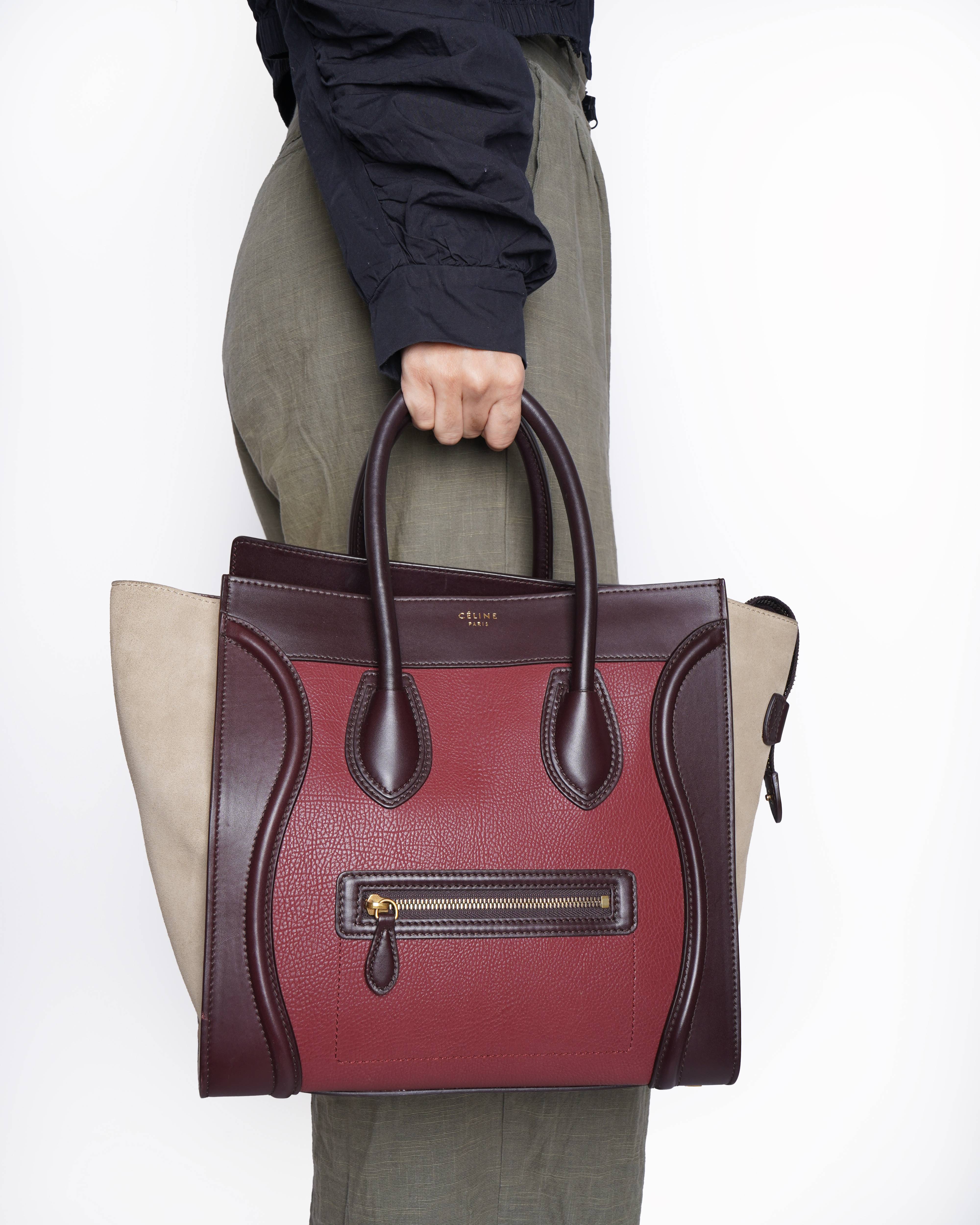 Celine Tri Color Leather Mini Luggage Tote