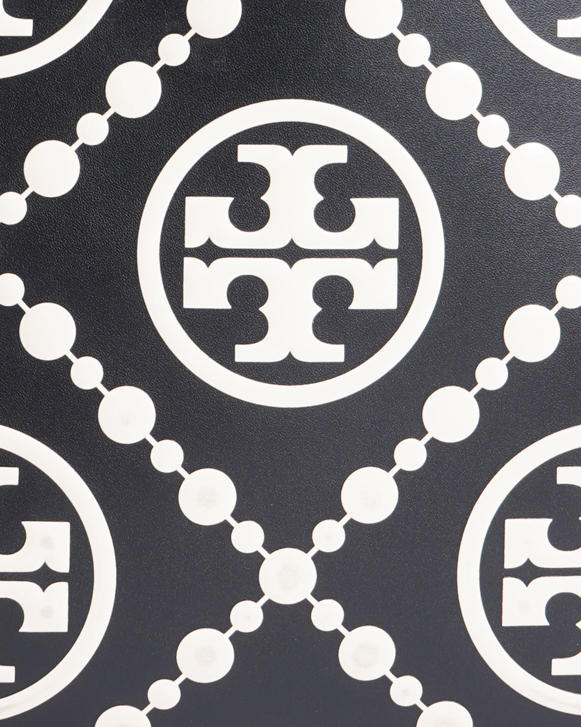 Tory Burch Black/Off-White T Monogram Embossed Leather Tote