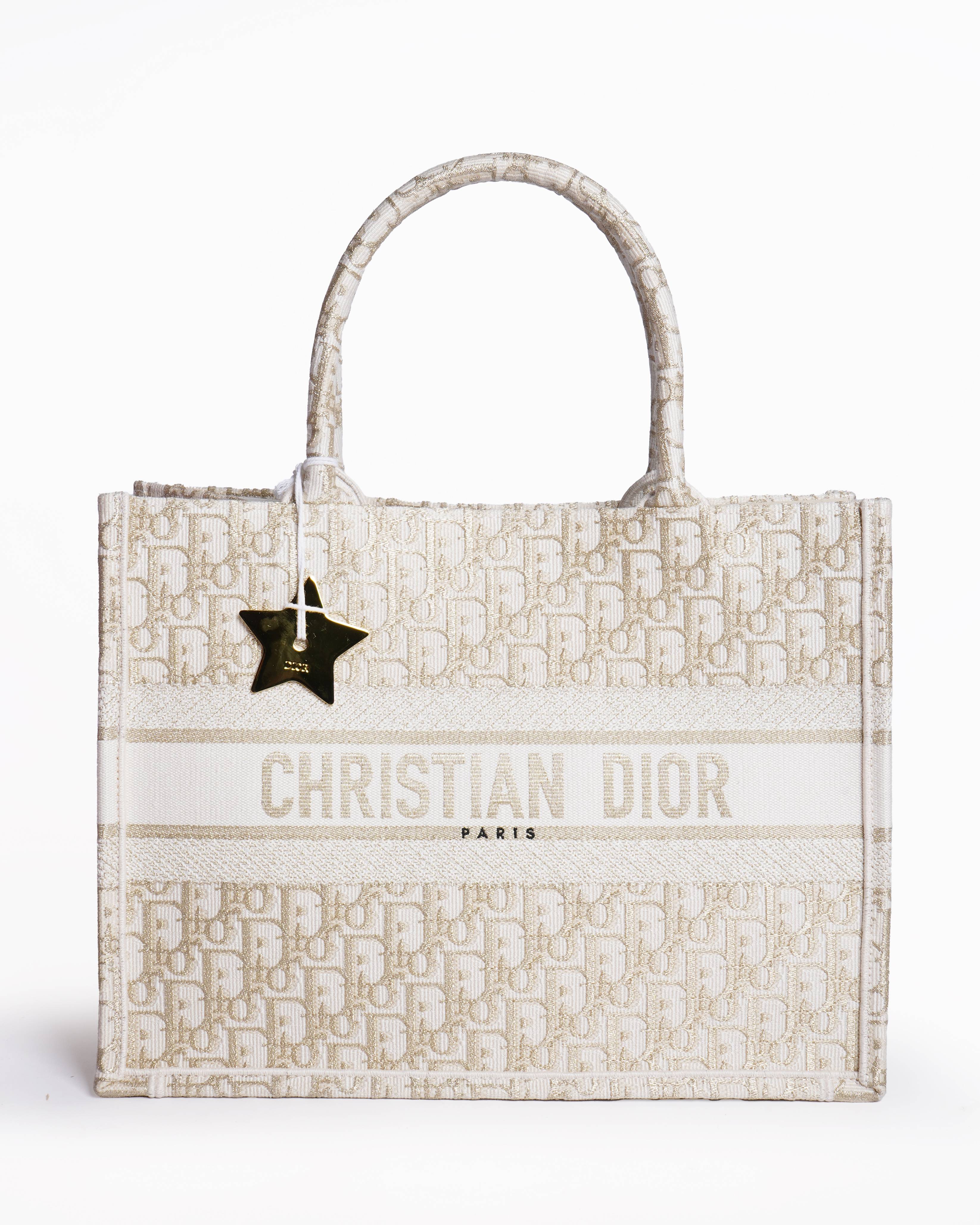 New Christian Dior Medium Book Tote In White