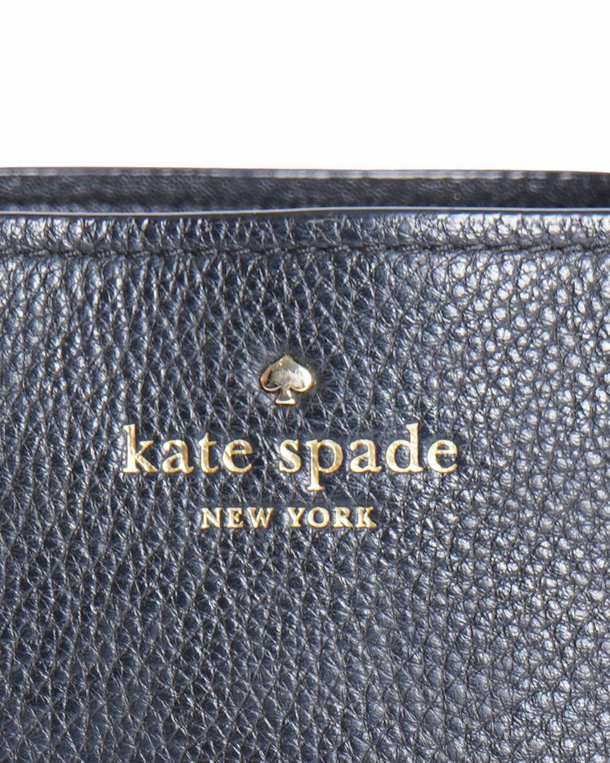 Kate Spade Black Leather Bucket Drawstring with White Lining Bag