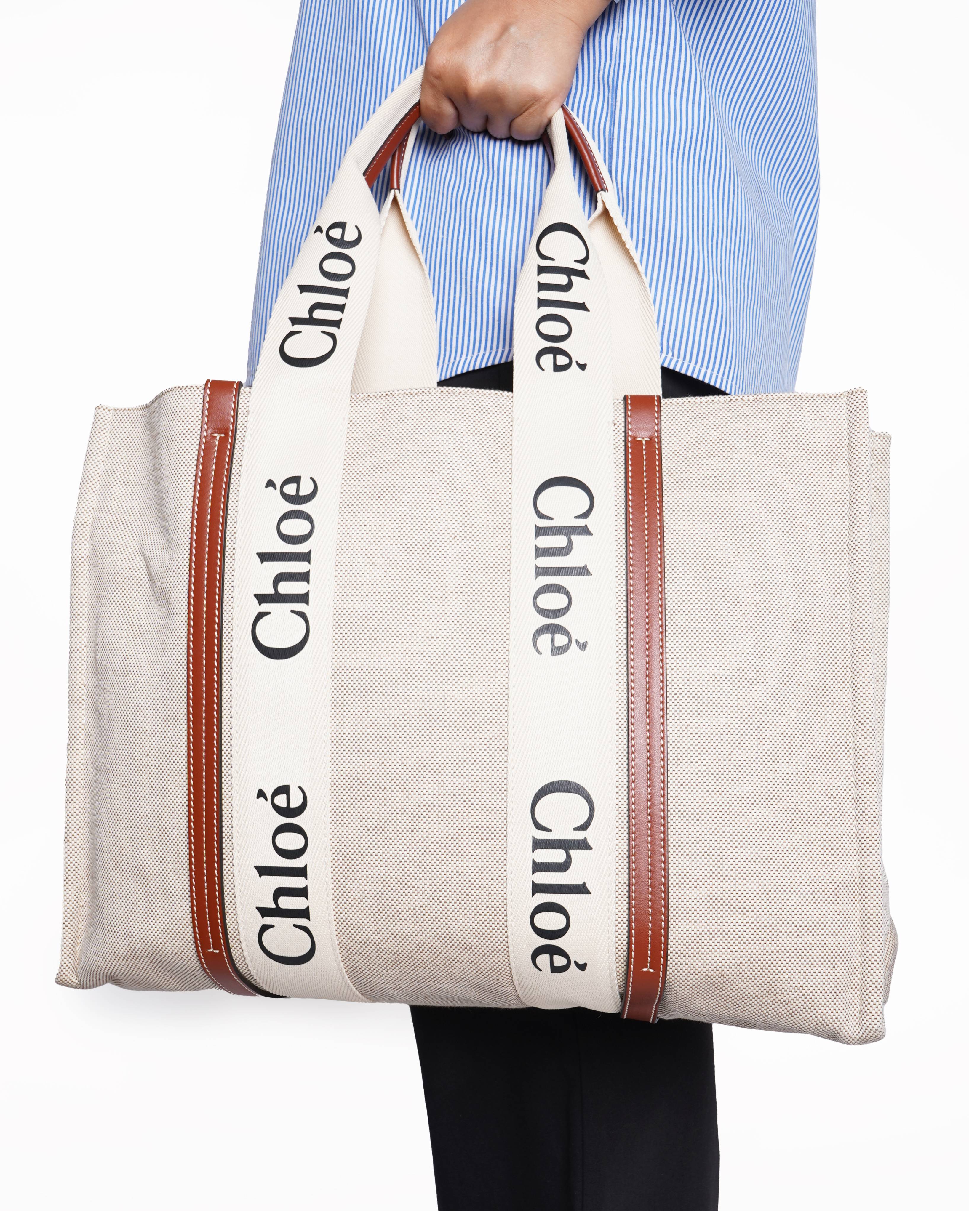 Chloé woody large canvas tote bag