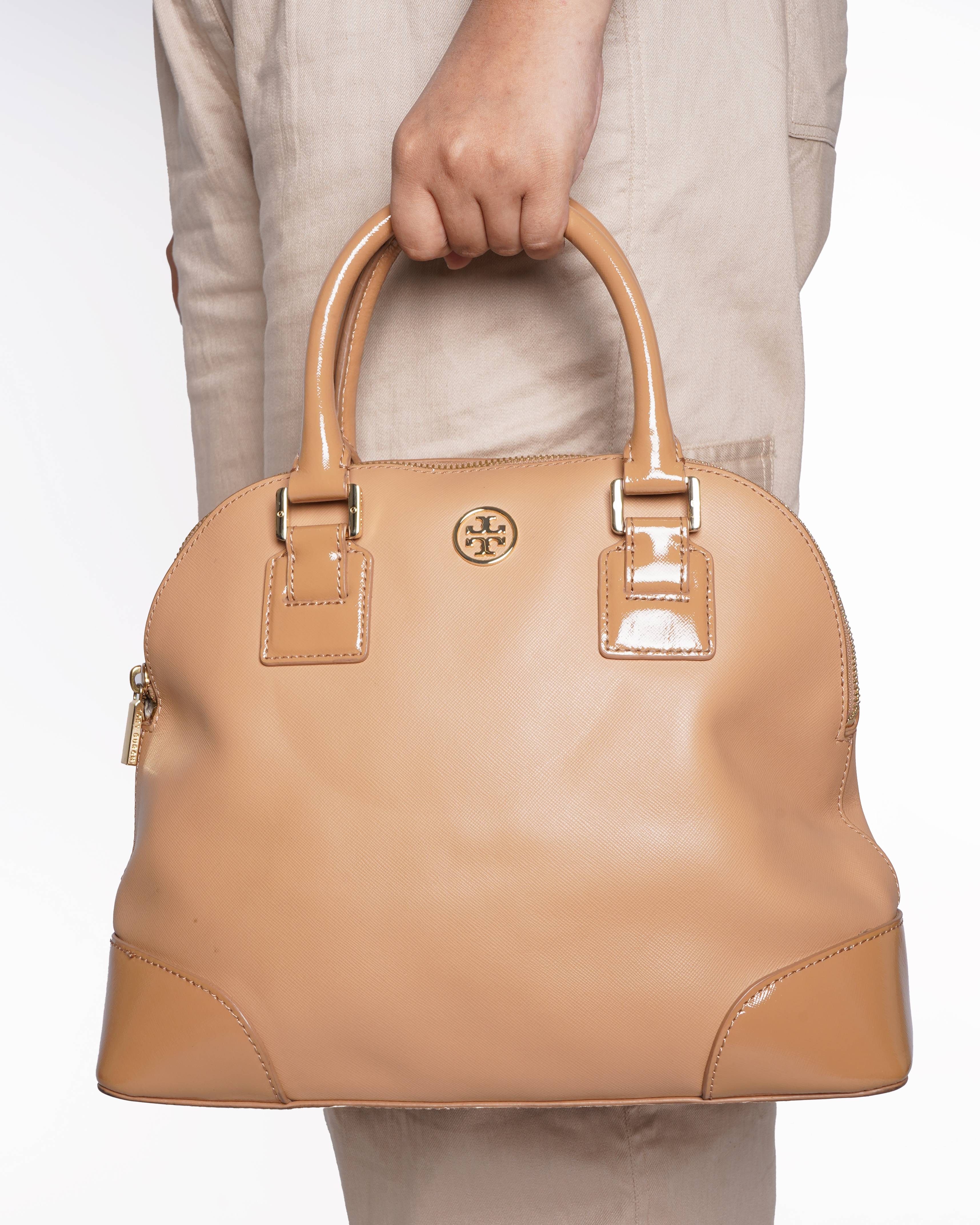 Tory Burch Robinson Dome Satchel in a beige