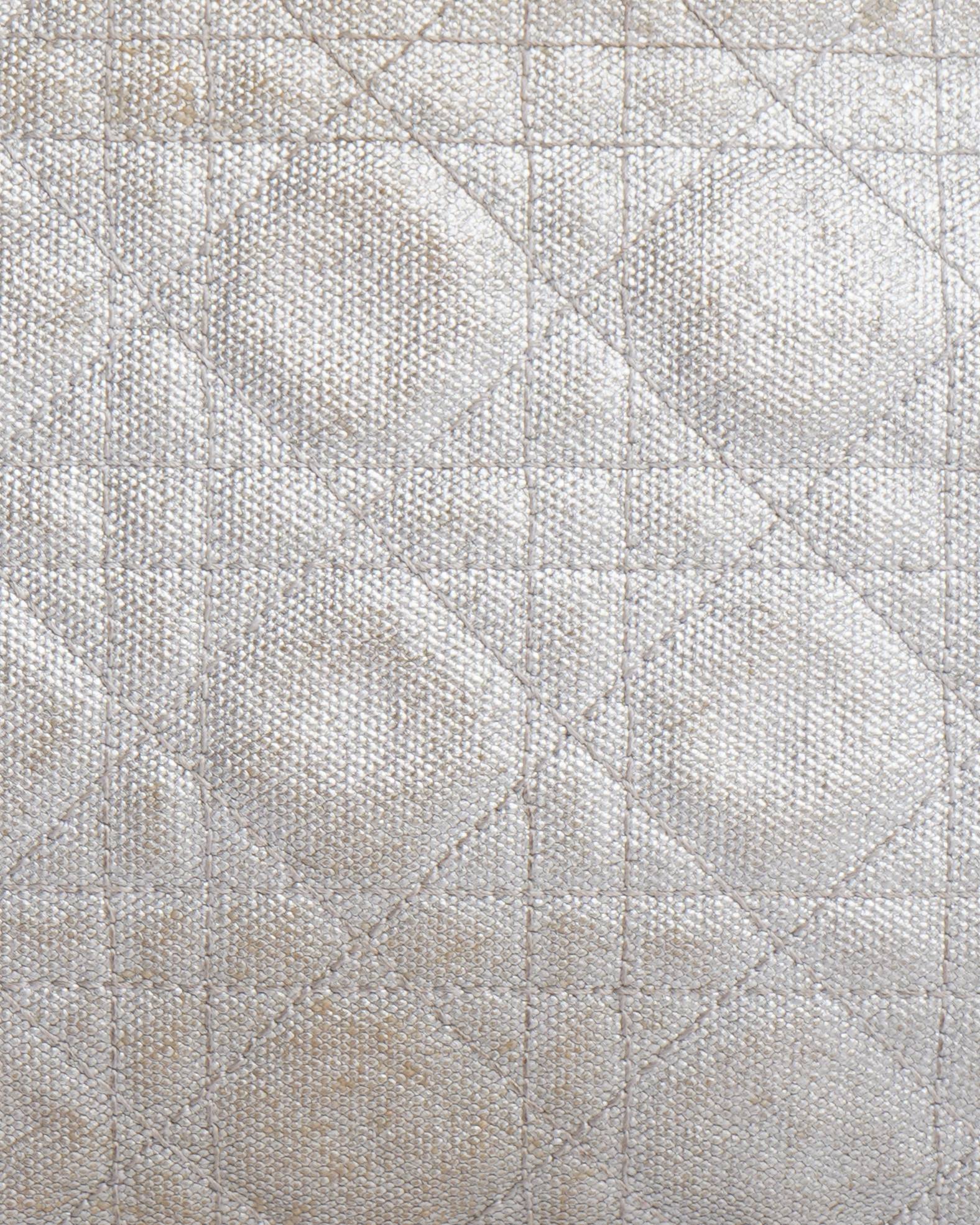 Christian Dior Silver Cannage Coated Canvas Panarea Clutch