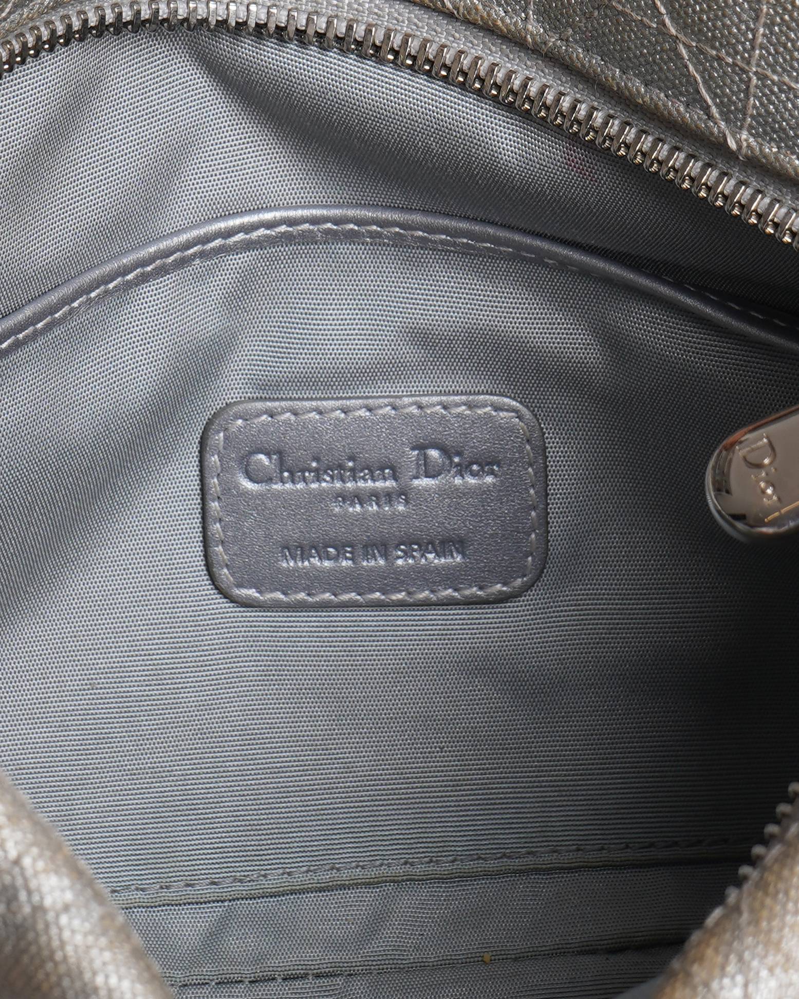 Christian Dior Silver Cannage Coated Canvas Panarea Clutch