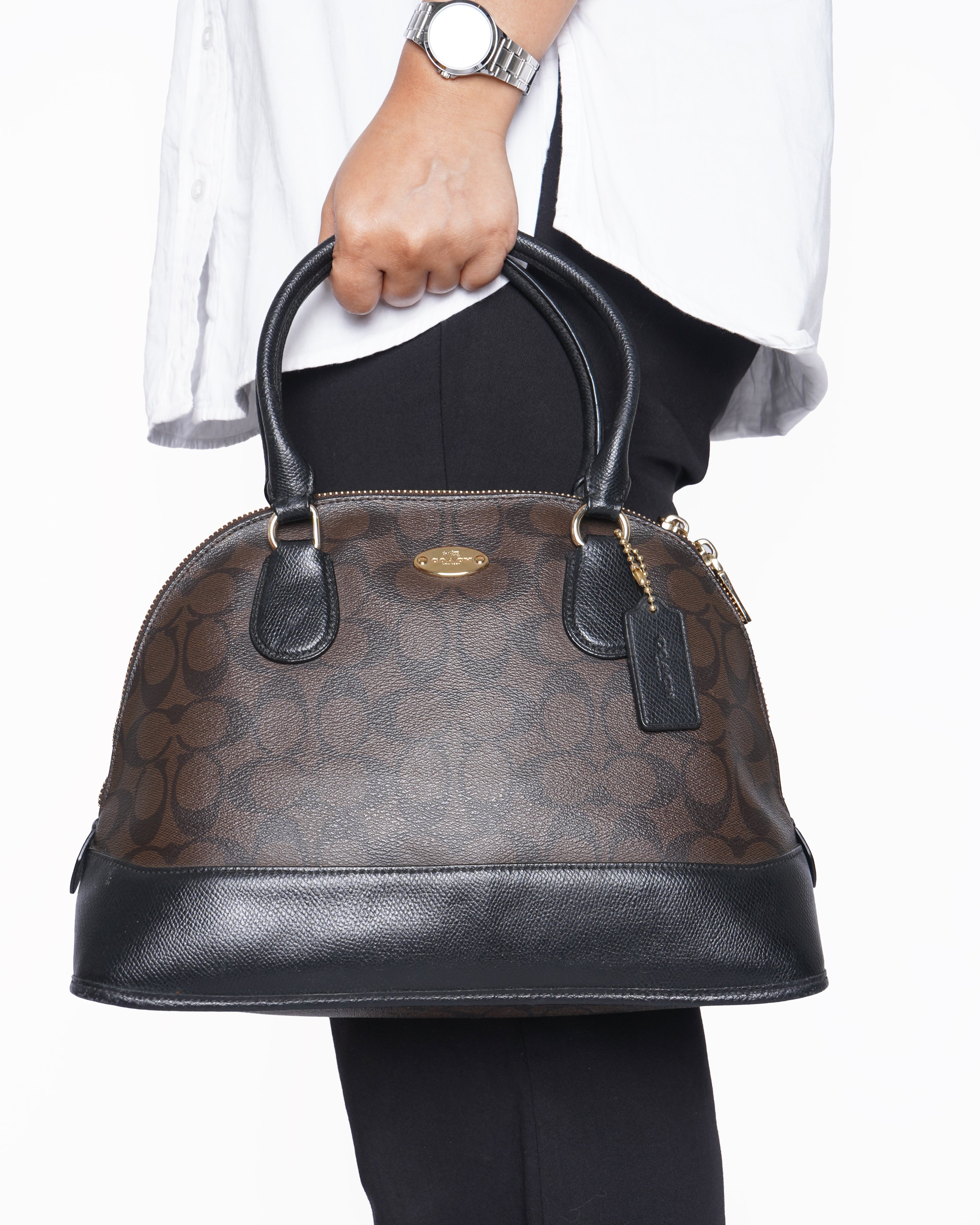 Coach Signature cora domed satchel handbag