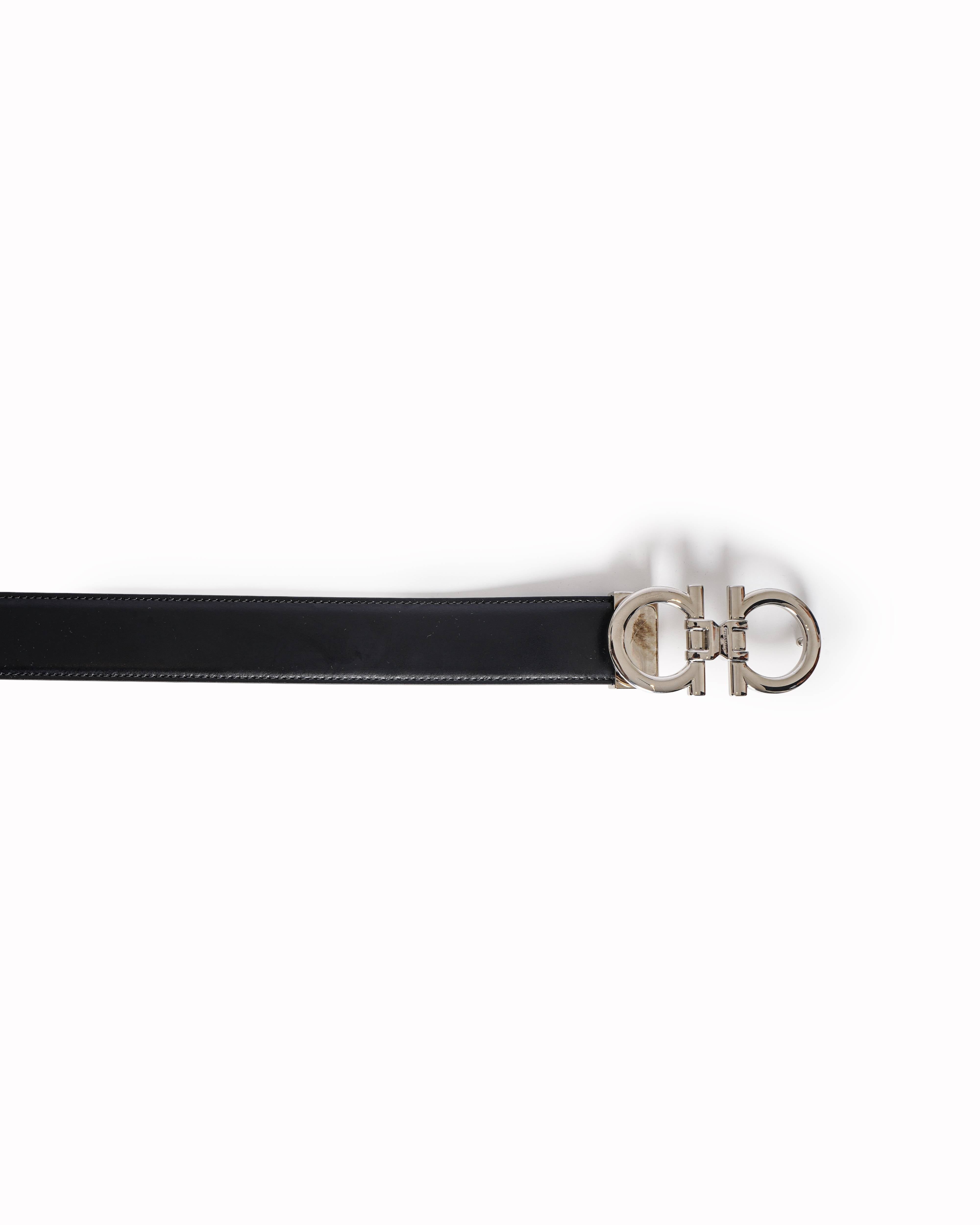Salvatore Ferragamo Men's Black Leather Gancini Belt