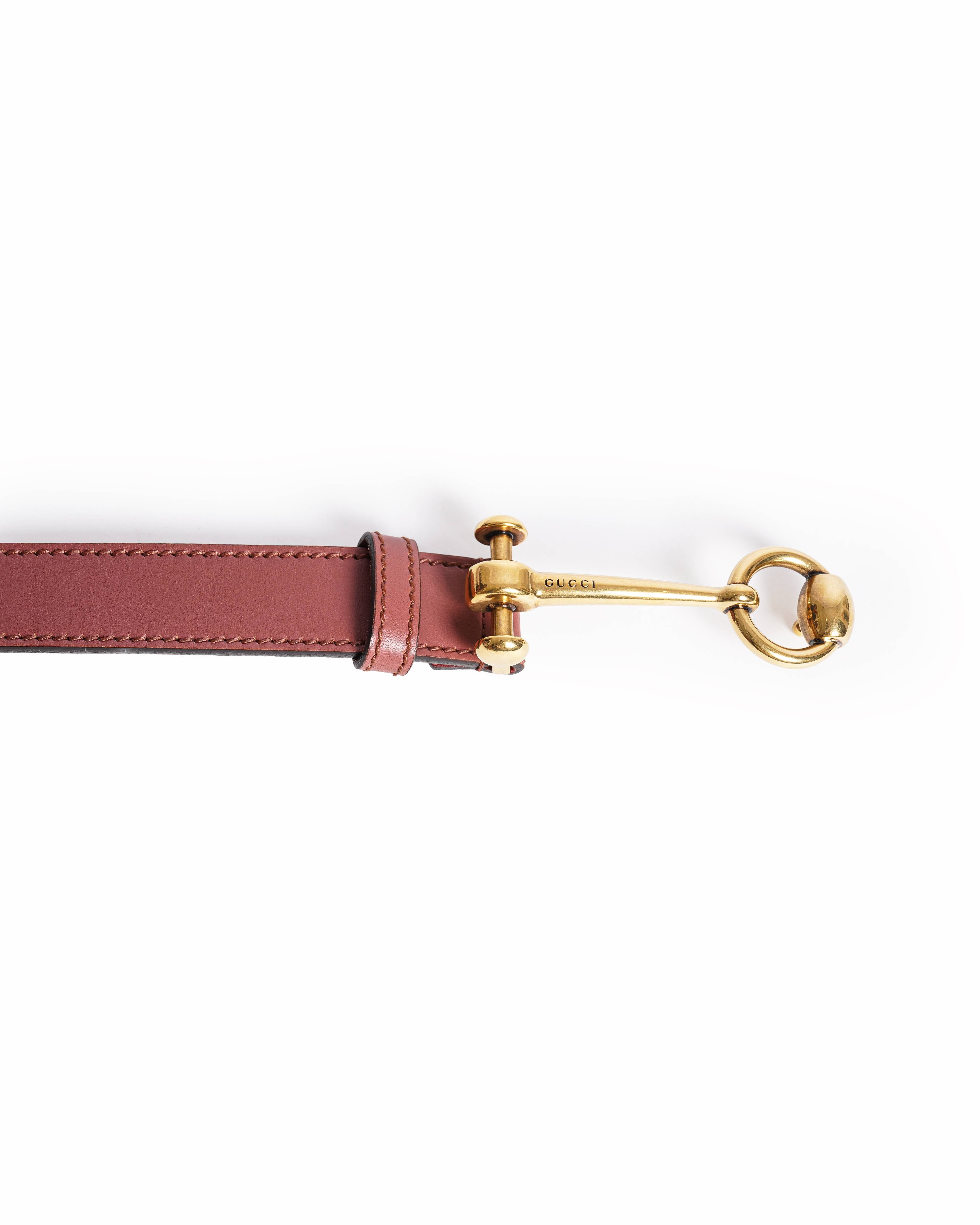 Gucci Tan Leather Horsebit Skinny Belt