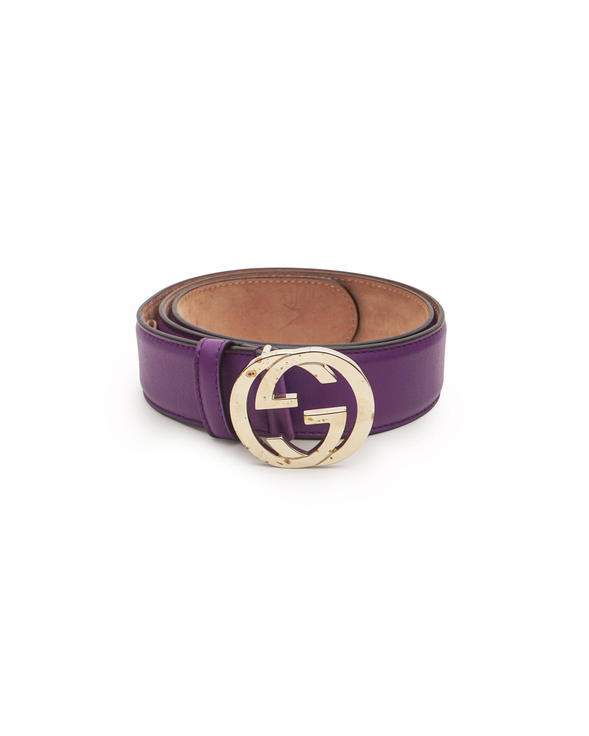 Gucci Purple Leather Interlocking G Belt
