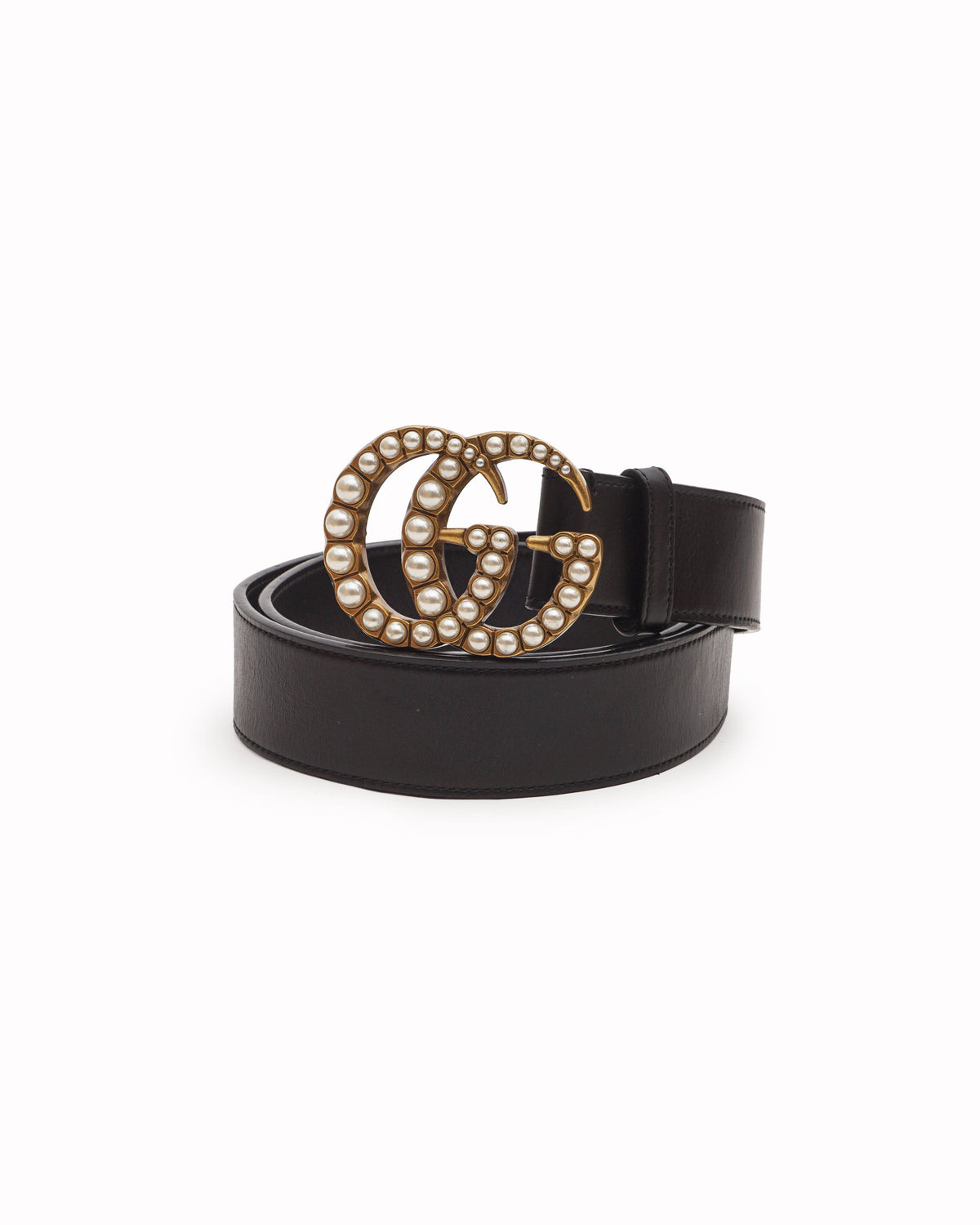 Gucci GG Marmont Pearl Black Leather Belt