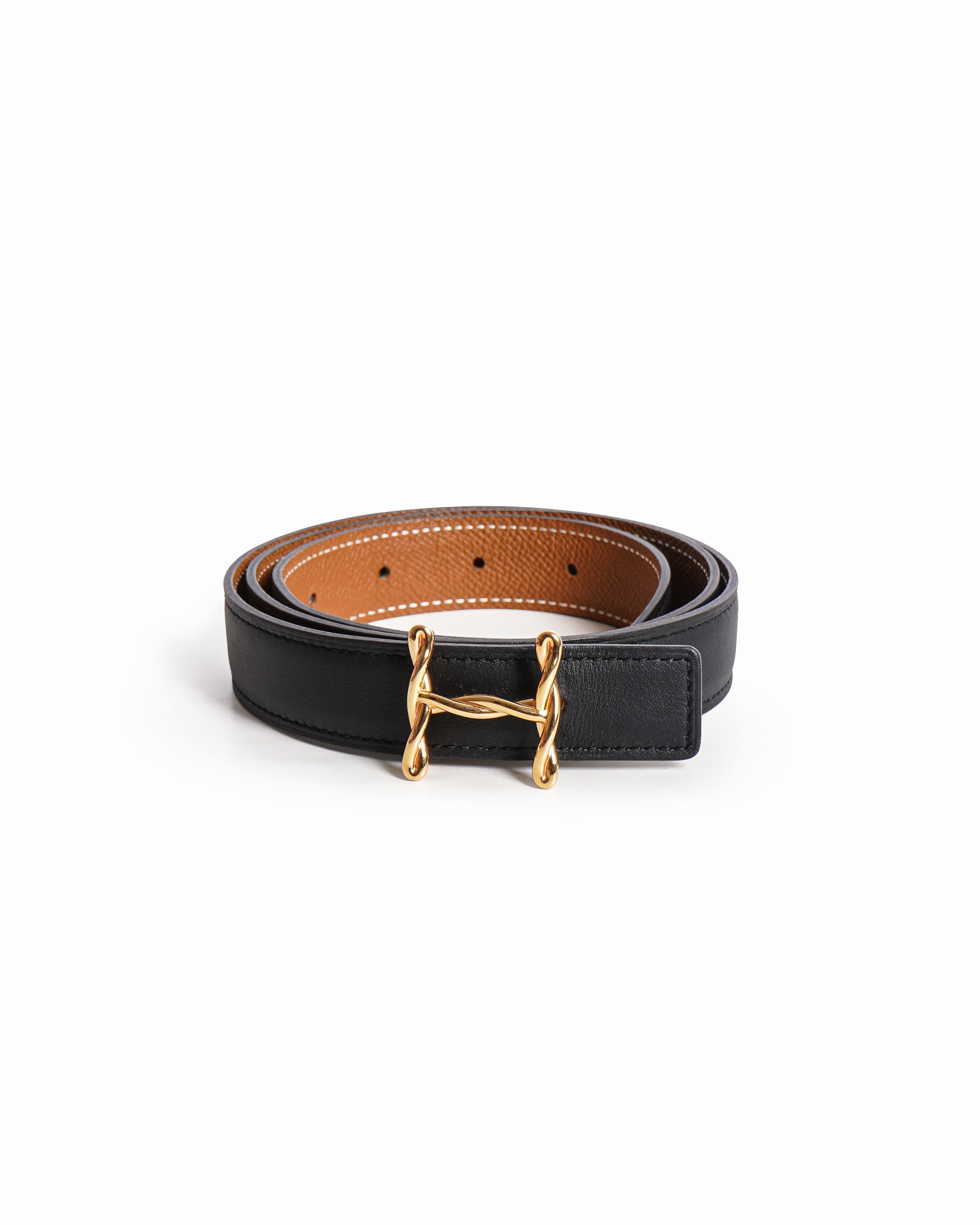 Hermès Women's H Torsade Buckle Reversible Thin Leather Belt
