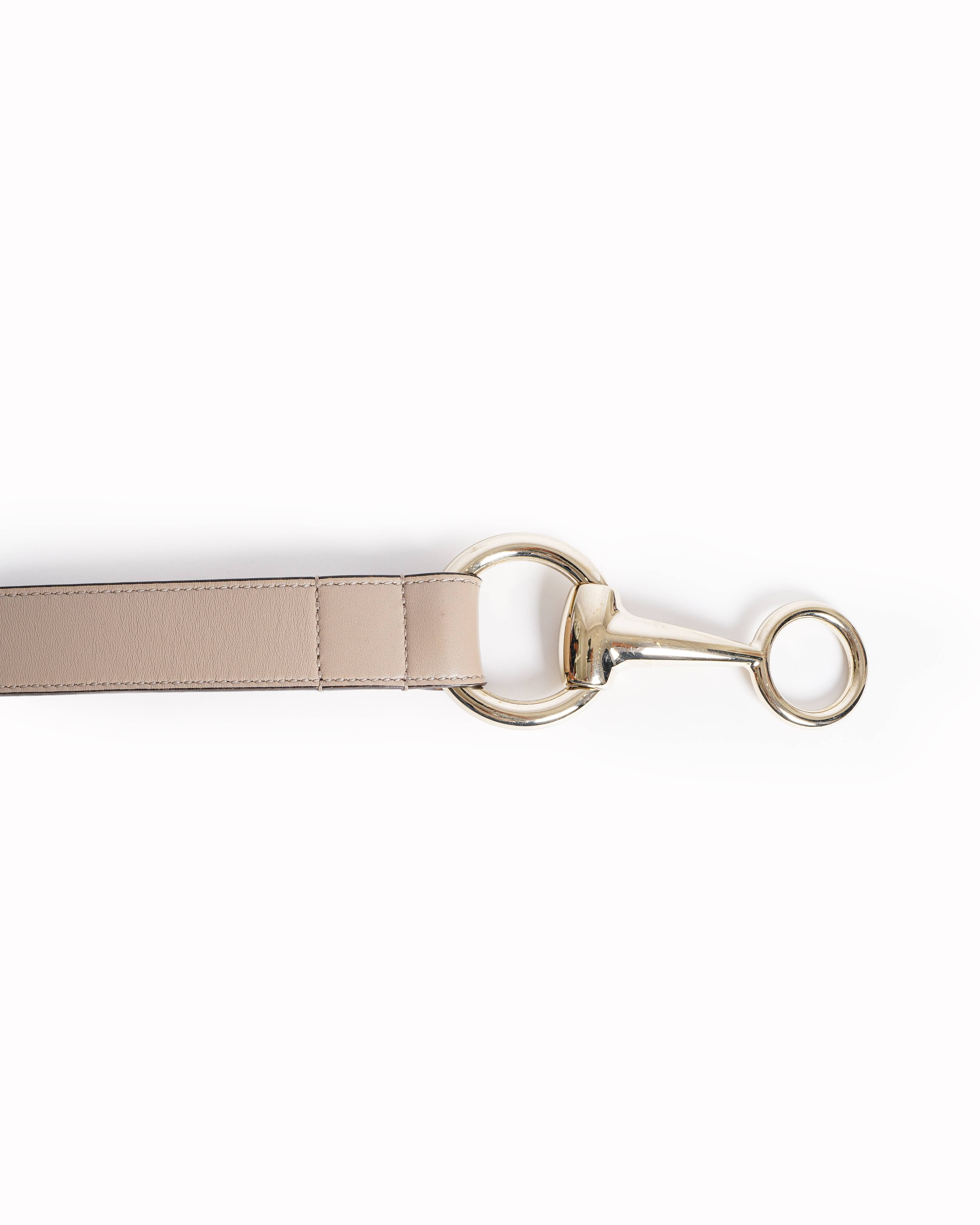 Gucci Beige Leather Horsebit-Buckle Belt