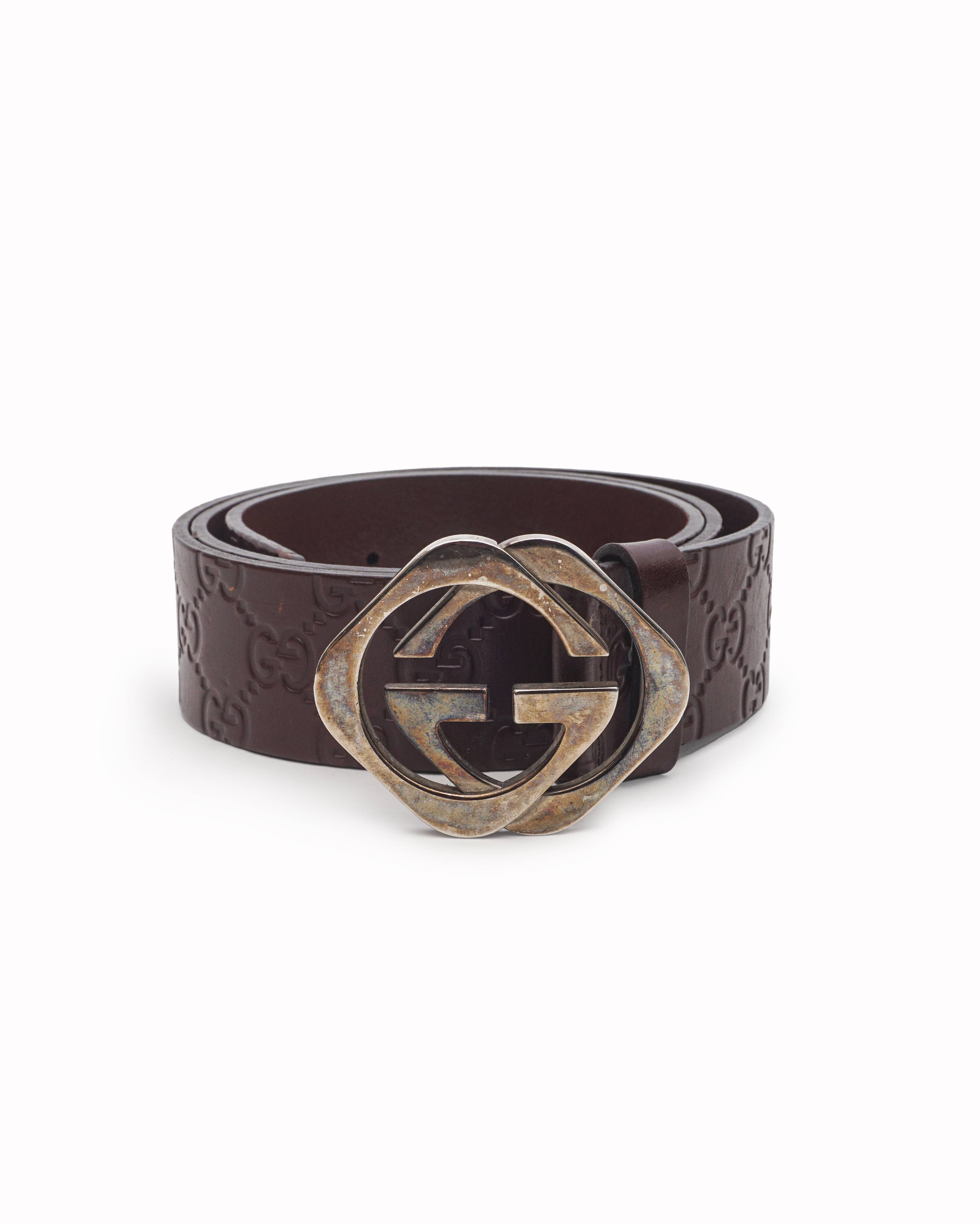 Gucci GG Signature Leather Belt In Brown