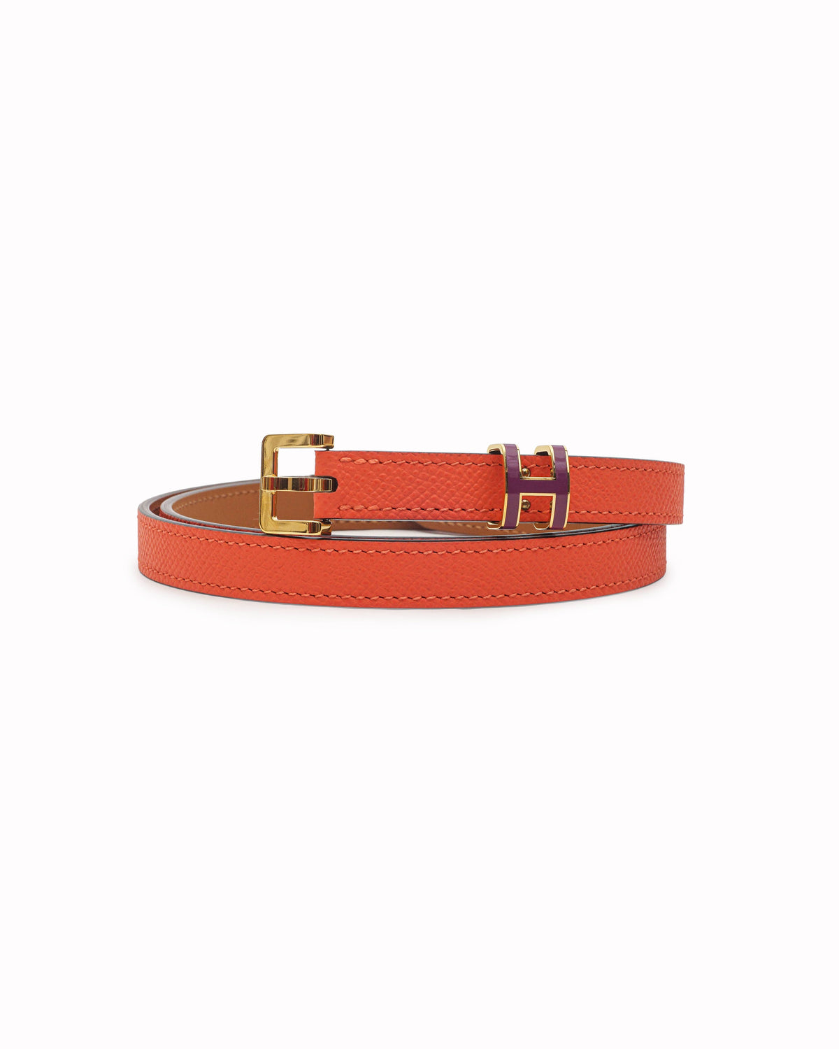 Hermès Pop H 15 Coral Leather & Purple Enamel Belt