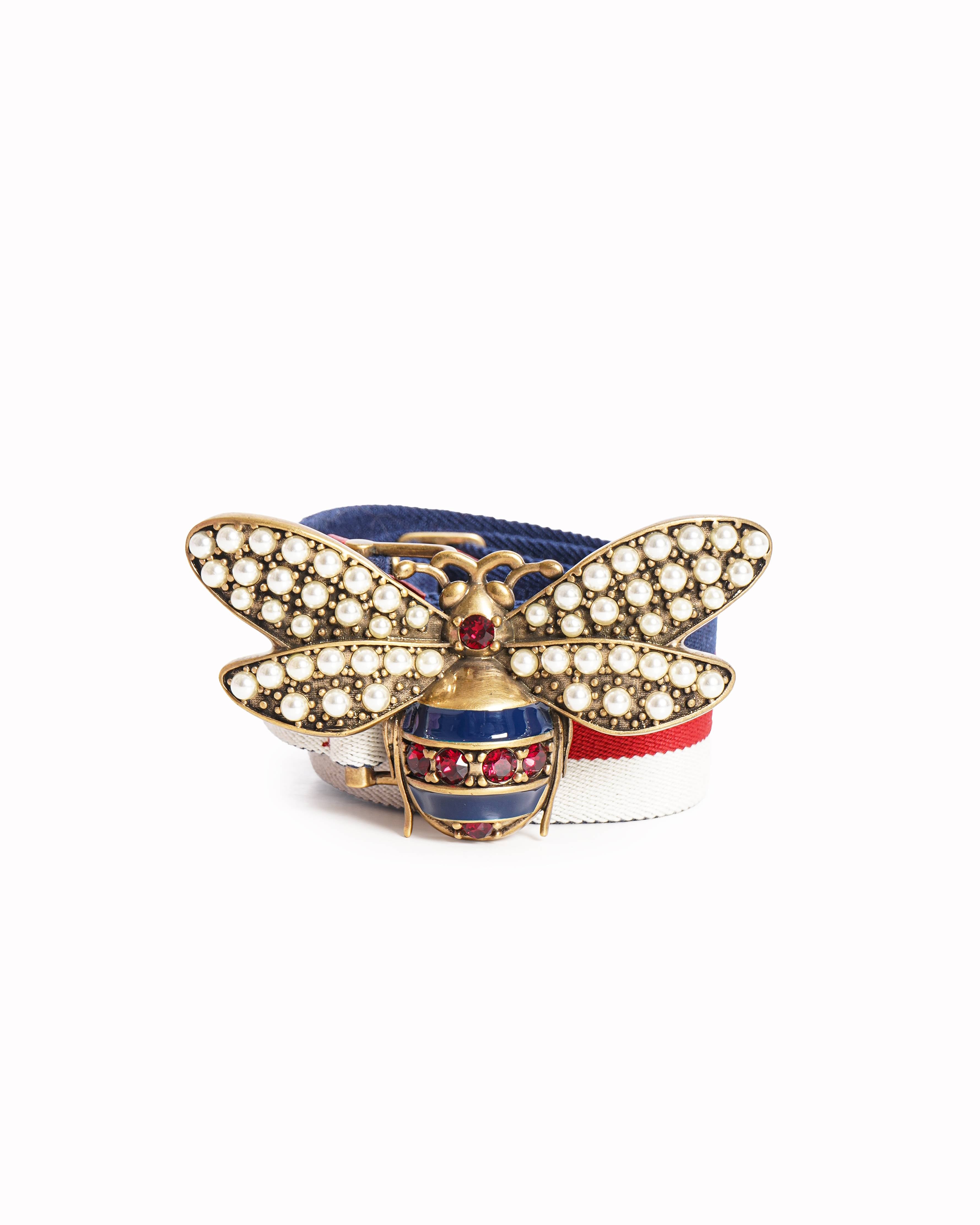 Gucci
Tricolor Web Canvas Queen Margaret Bee Belt