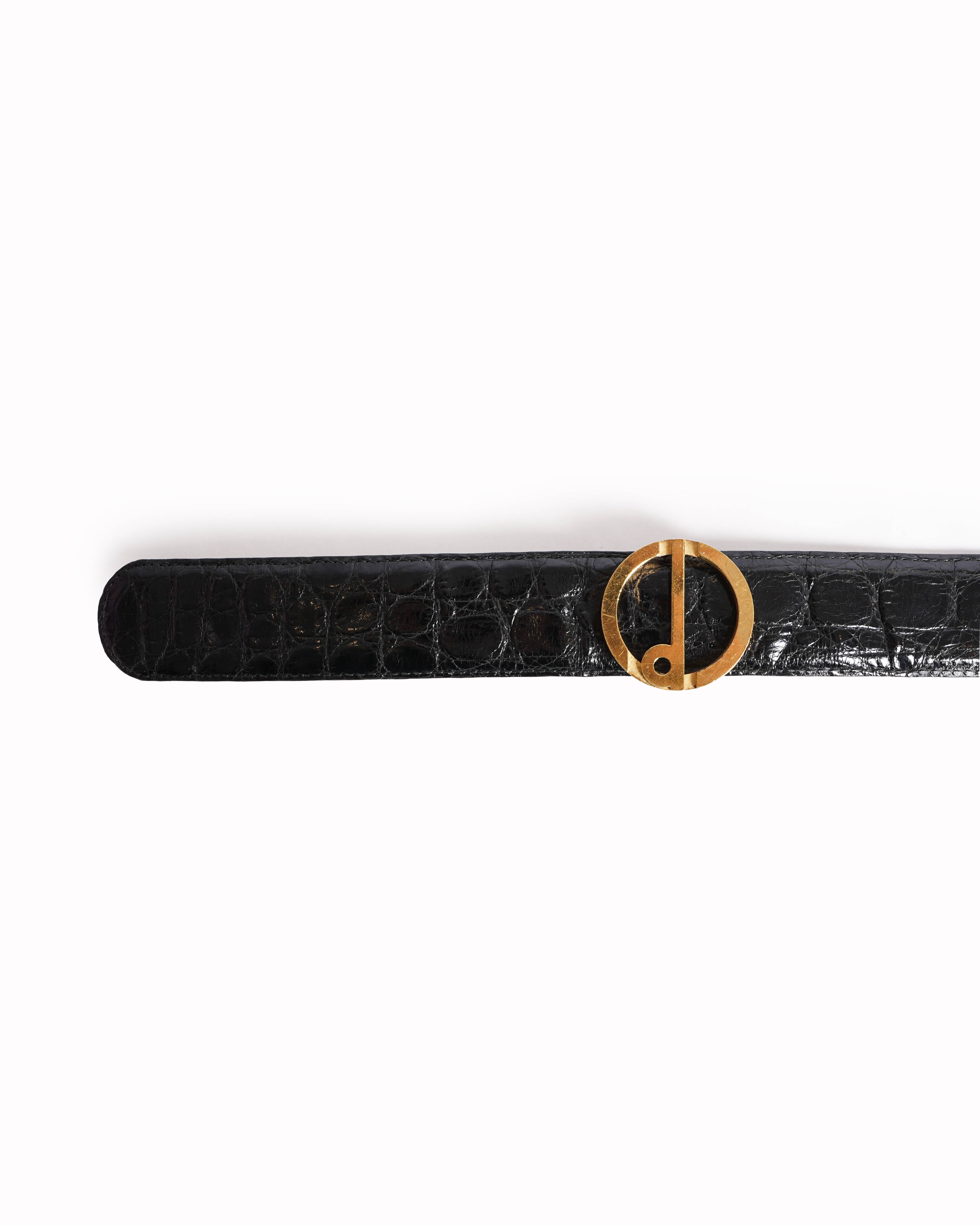 Dunhill croc embossed black leather belt