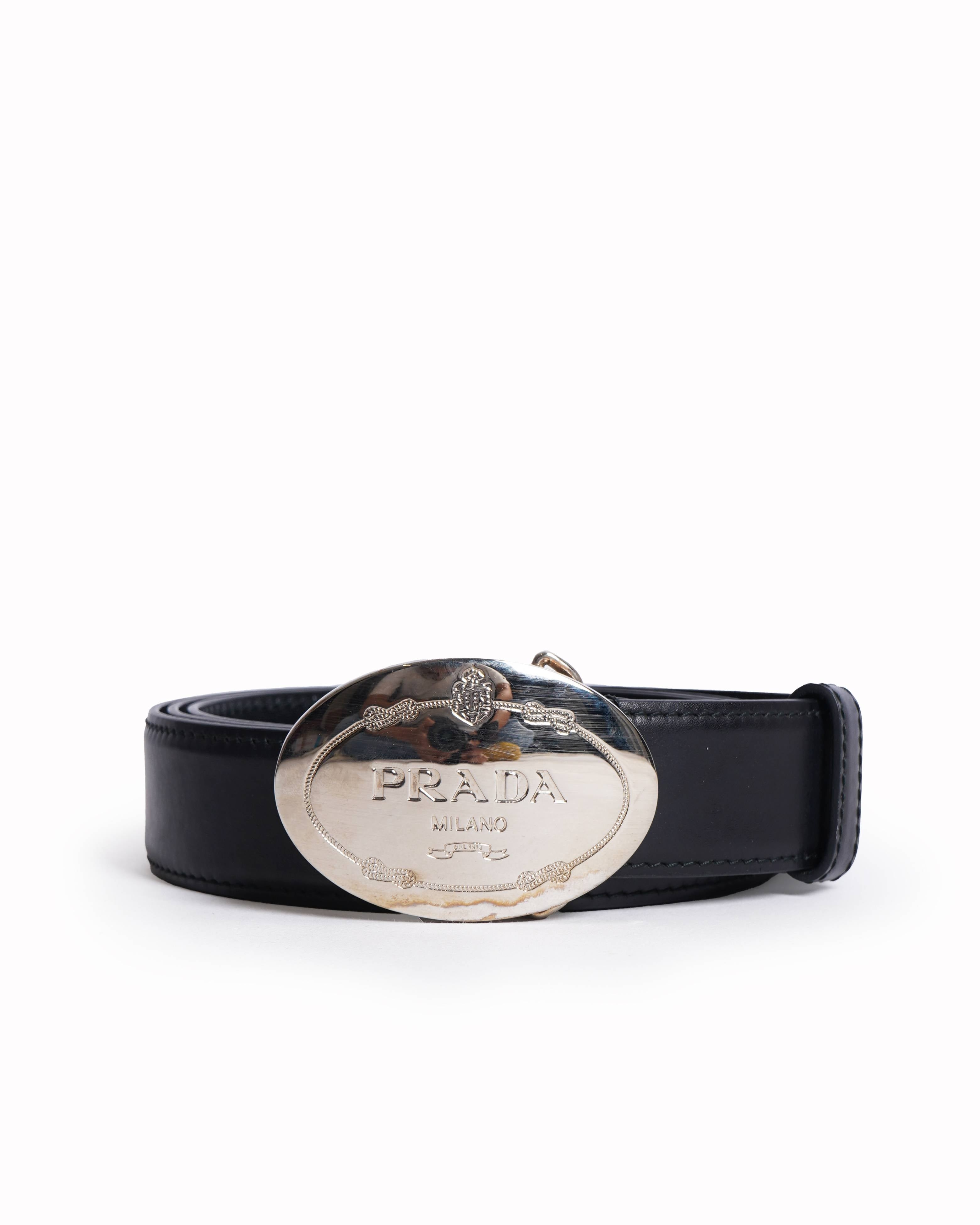 Prada black leather belt