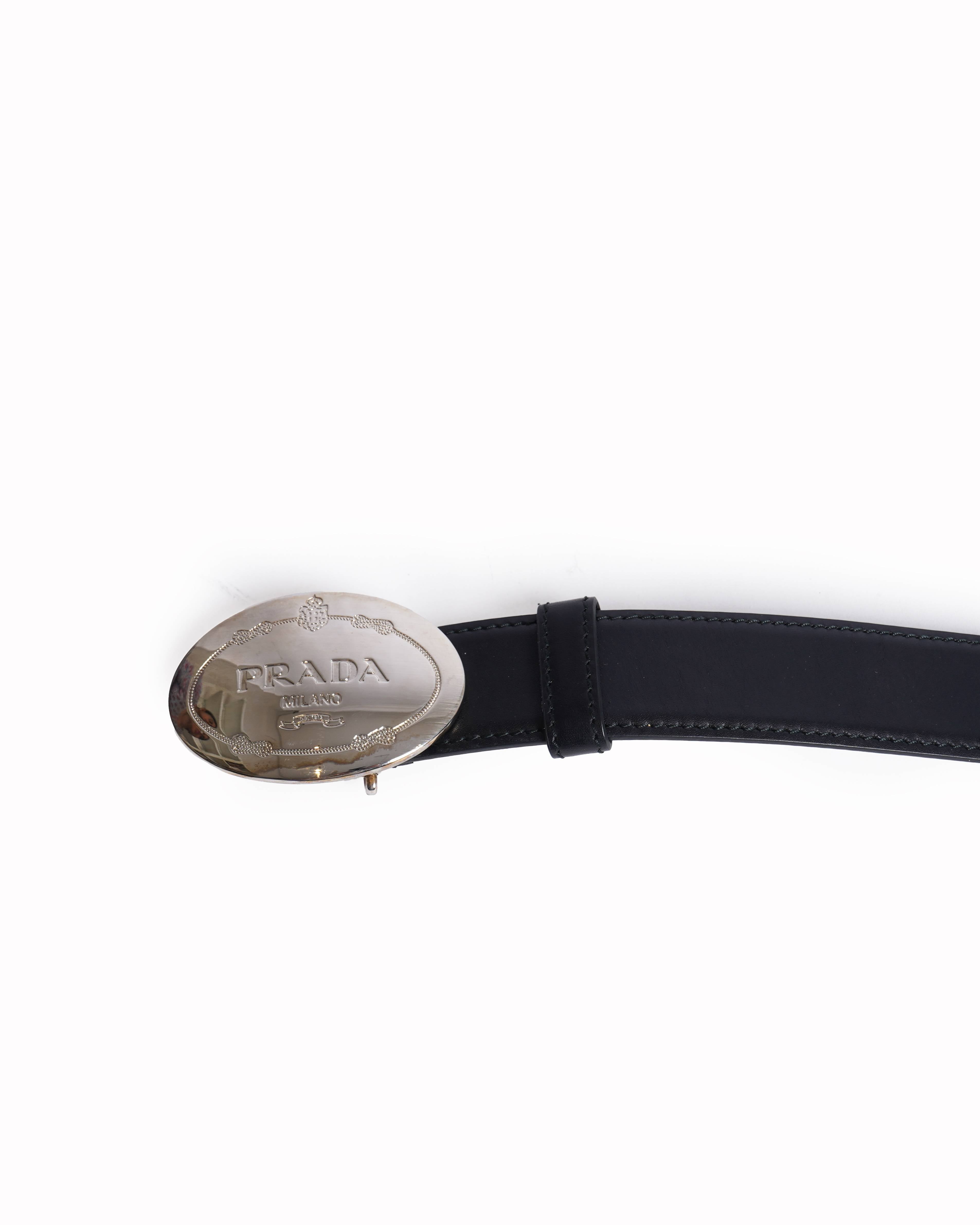 Prada black leather belt