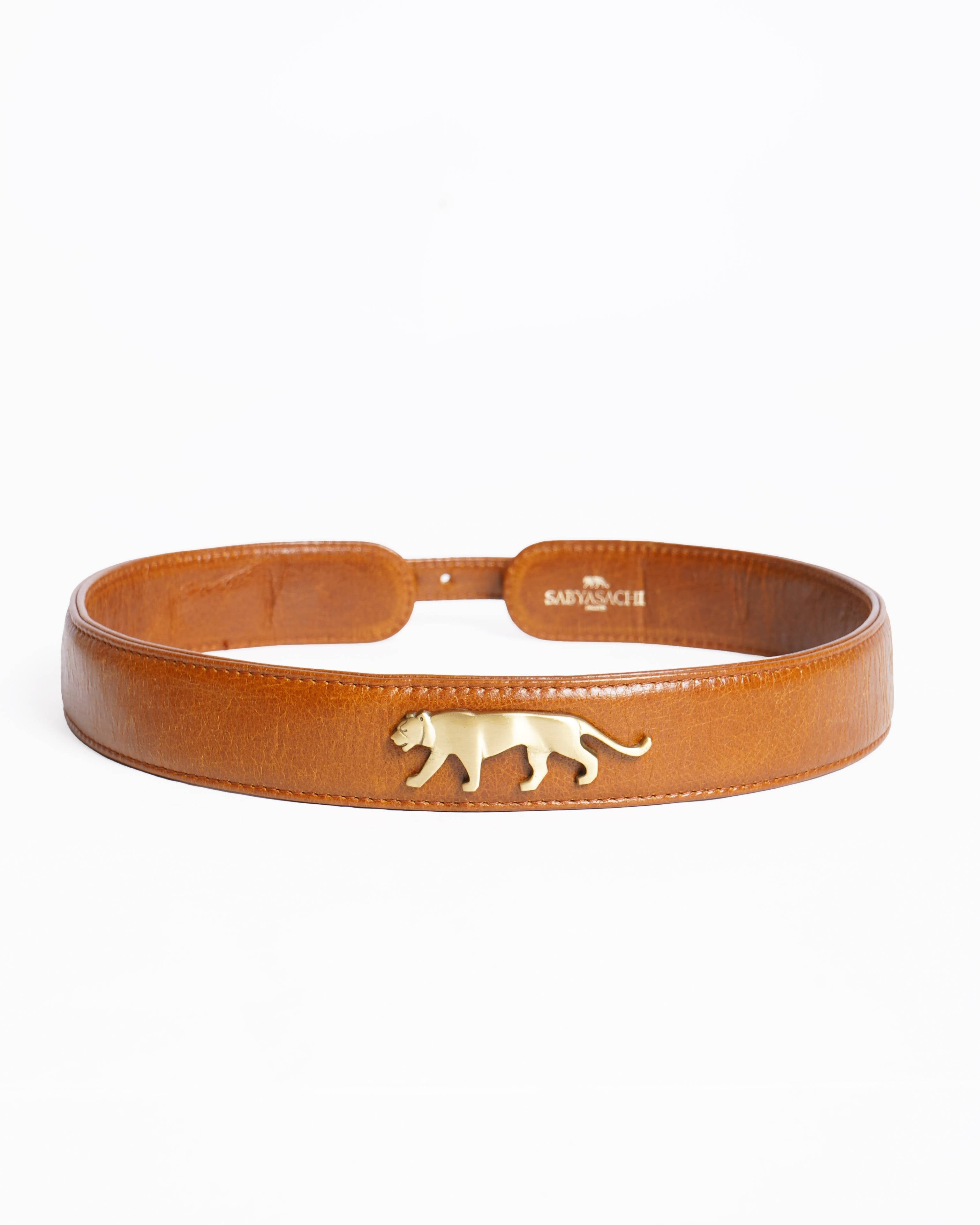 Sabyasachi royal Bengal tiger leather belt in brown